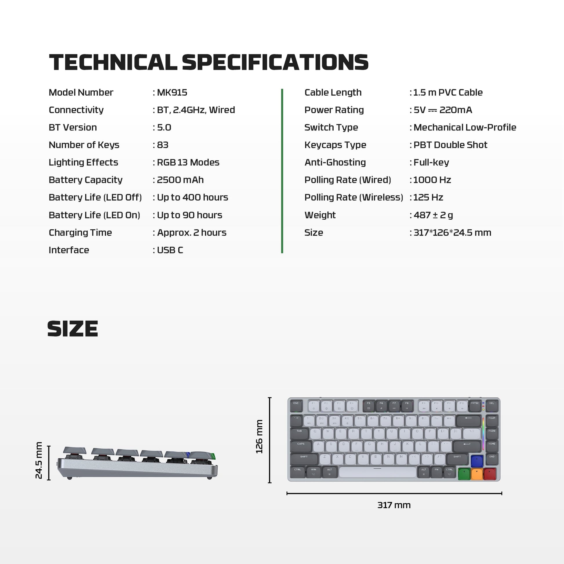 Fantech MK915 75% Low Profile Wireless Mechanical Keyboard (SUPER MAXFIT AIR83)