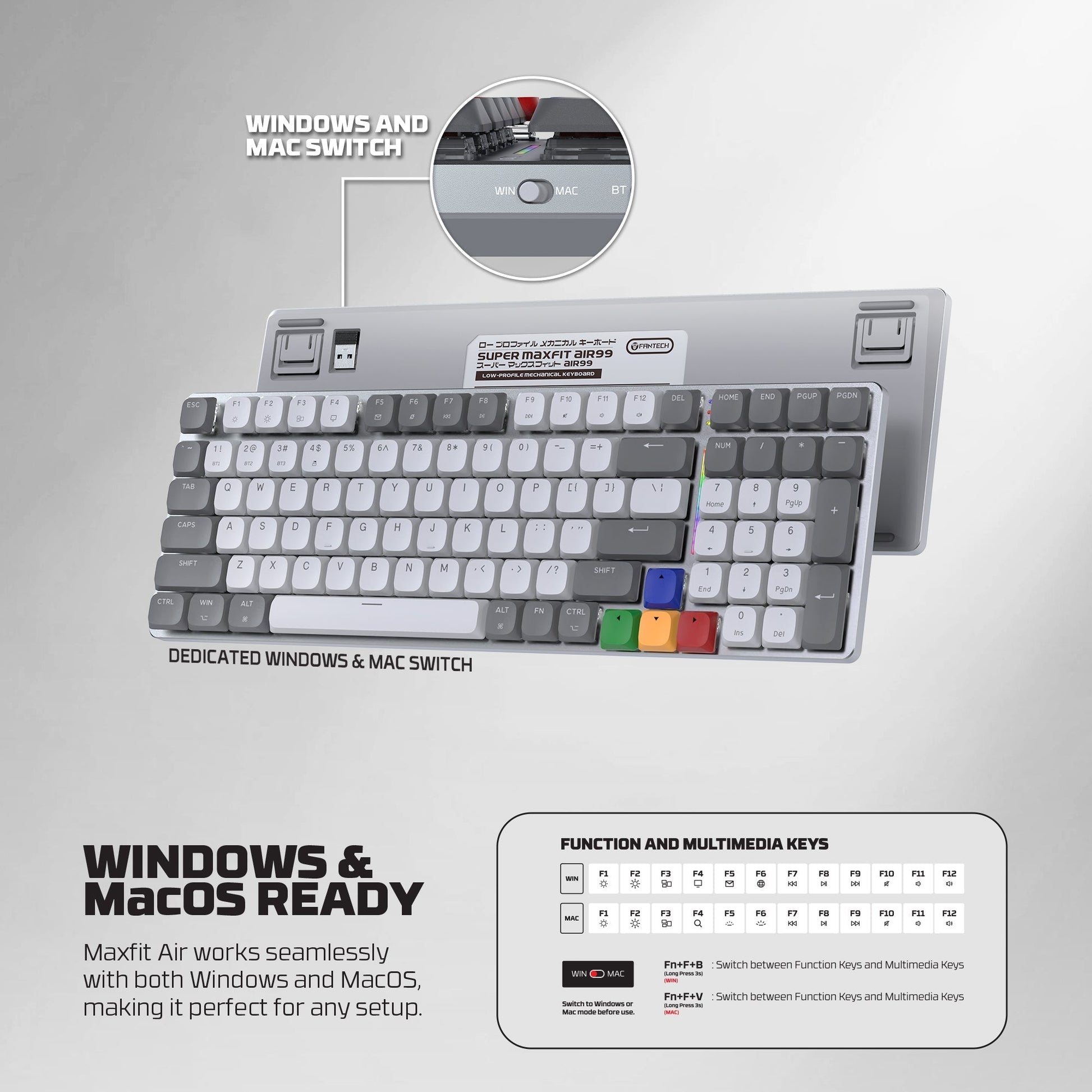 Fantech MK916 95% Low Profile Wireless Mechanical Keyboard (SUPER MAXFIT AIR99)