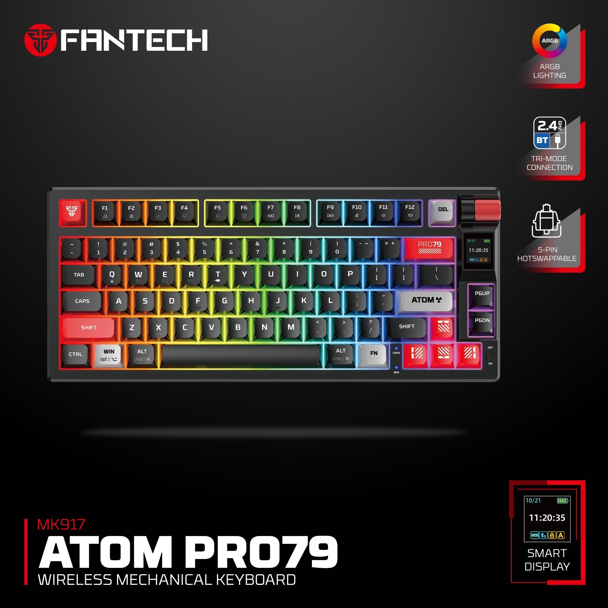 FANTECH MK917 ATOM PRO79 WIRELESS MECHANICAL GAMING KEYBOARD White Keyboard