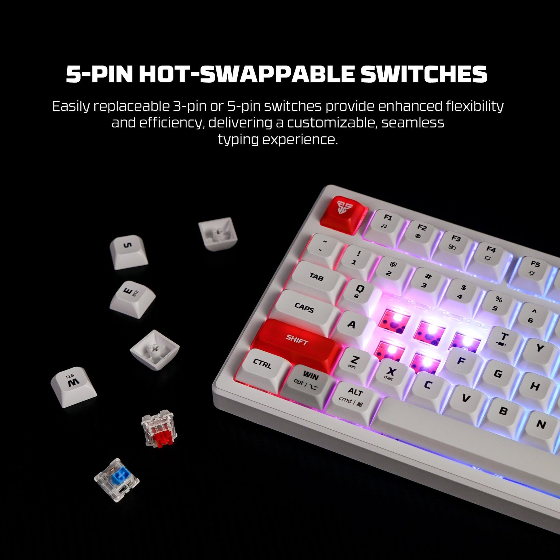 FANTECH MK917 ATOM PRO79 WIRELESS MECHANICAL GAMING KEYBOARD White Keyboard