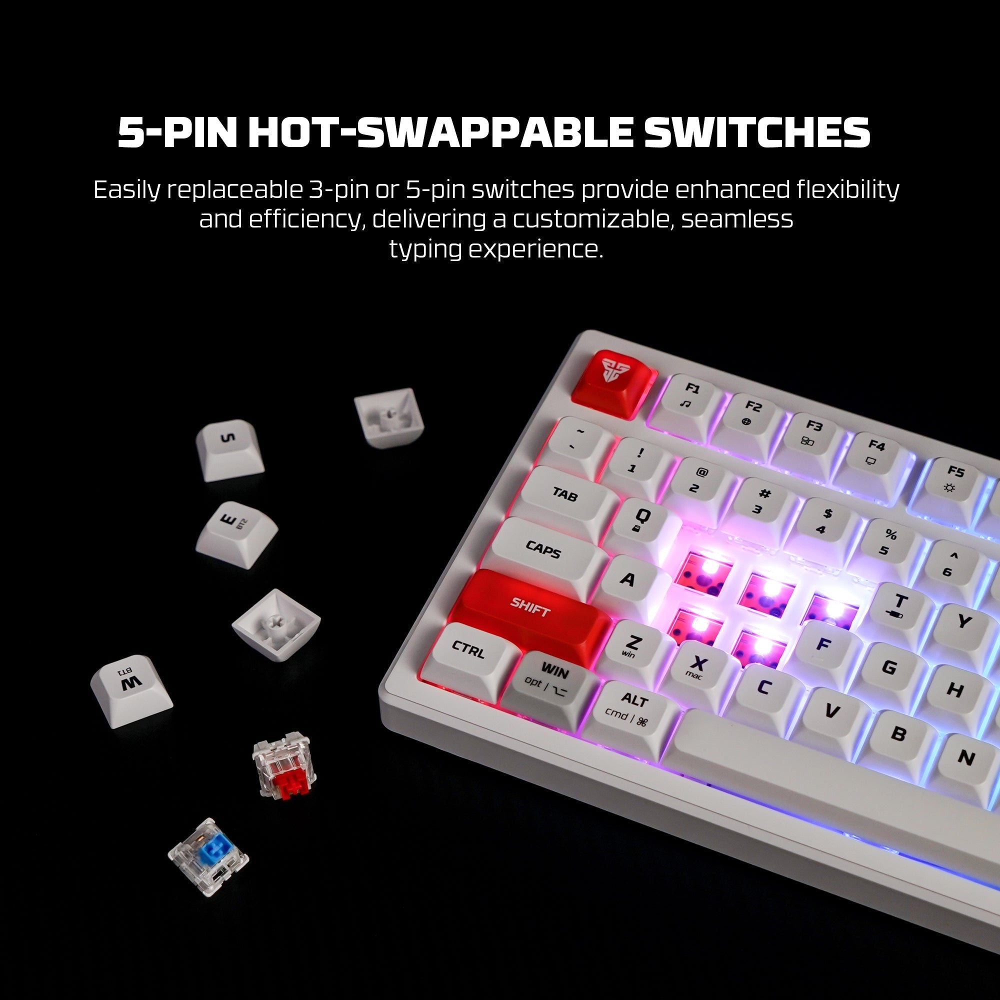 FANTECH MK917 ATOM PRO79 WIRELESS MECHANICAL GAMING KEYBOARD White Keyboard