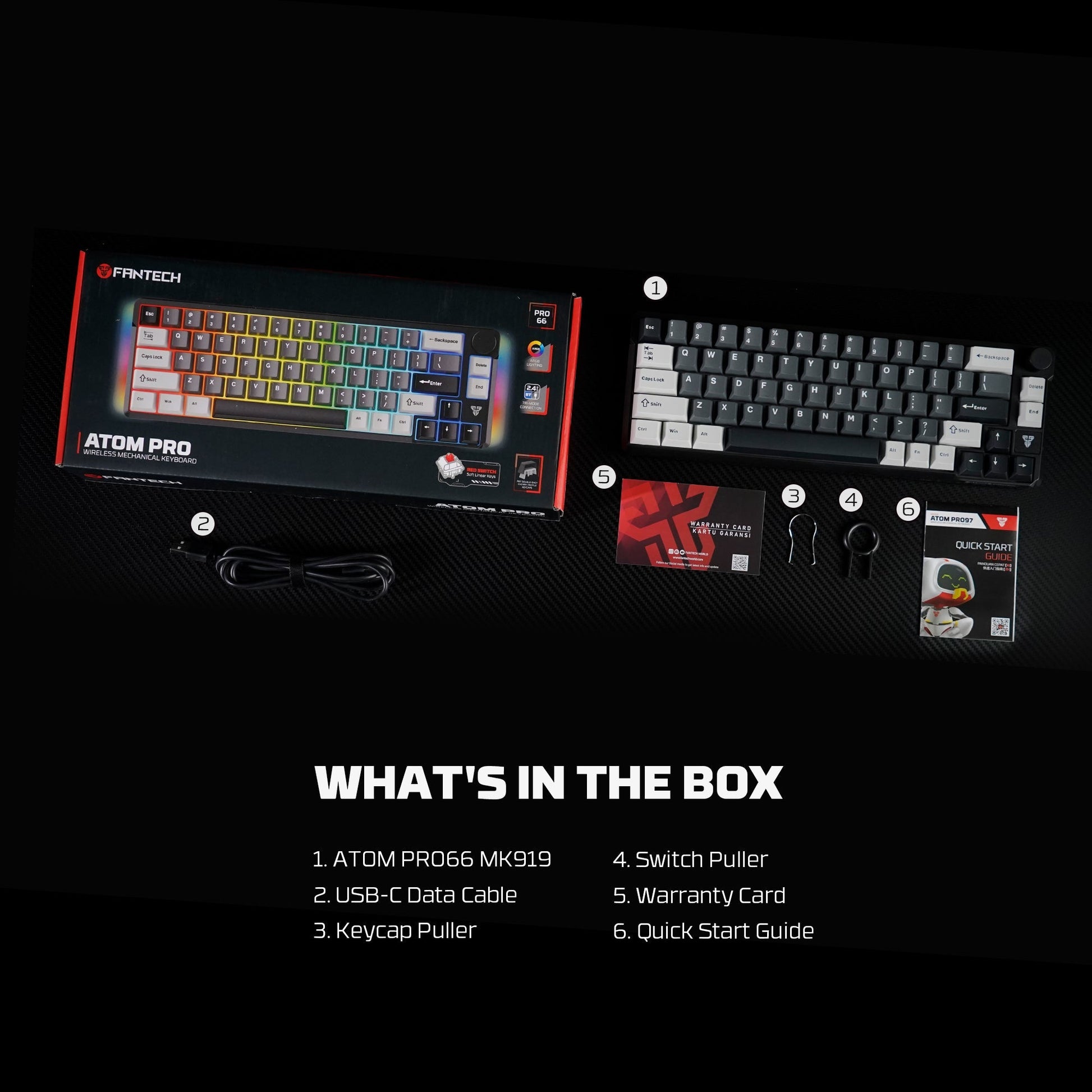 Fantech MK919 ATOM PRO66 Mechanical Keyboard Black Keyboard