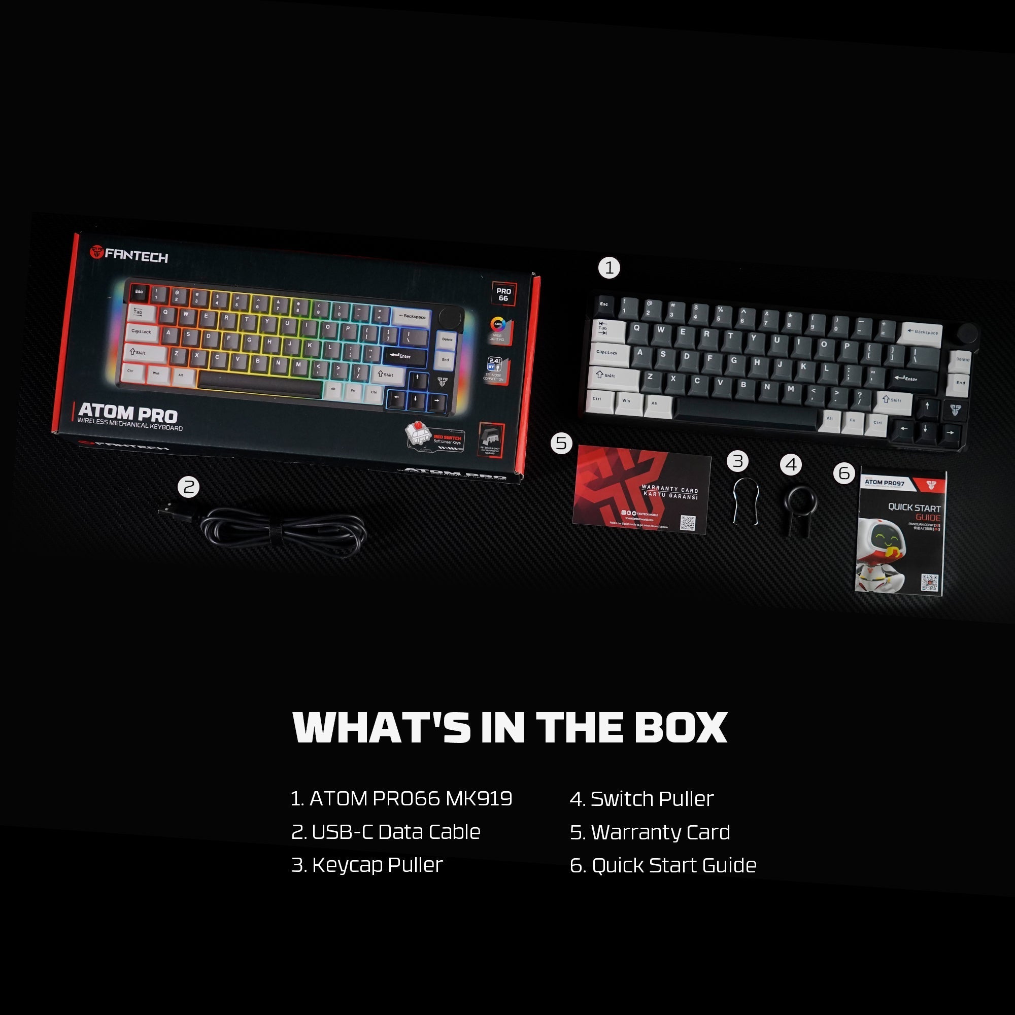 Fantech MK919 ATOM PRO66 Mechanical Keyboard Black Keyboard