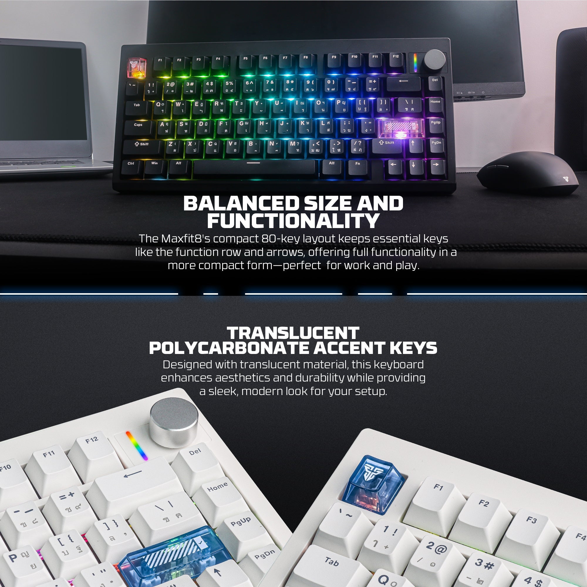 Fantech Mk921 Maxfit8 Qmk Mechanical Keyboard Mk921 - Keyboard