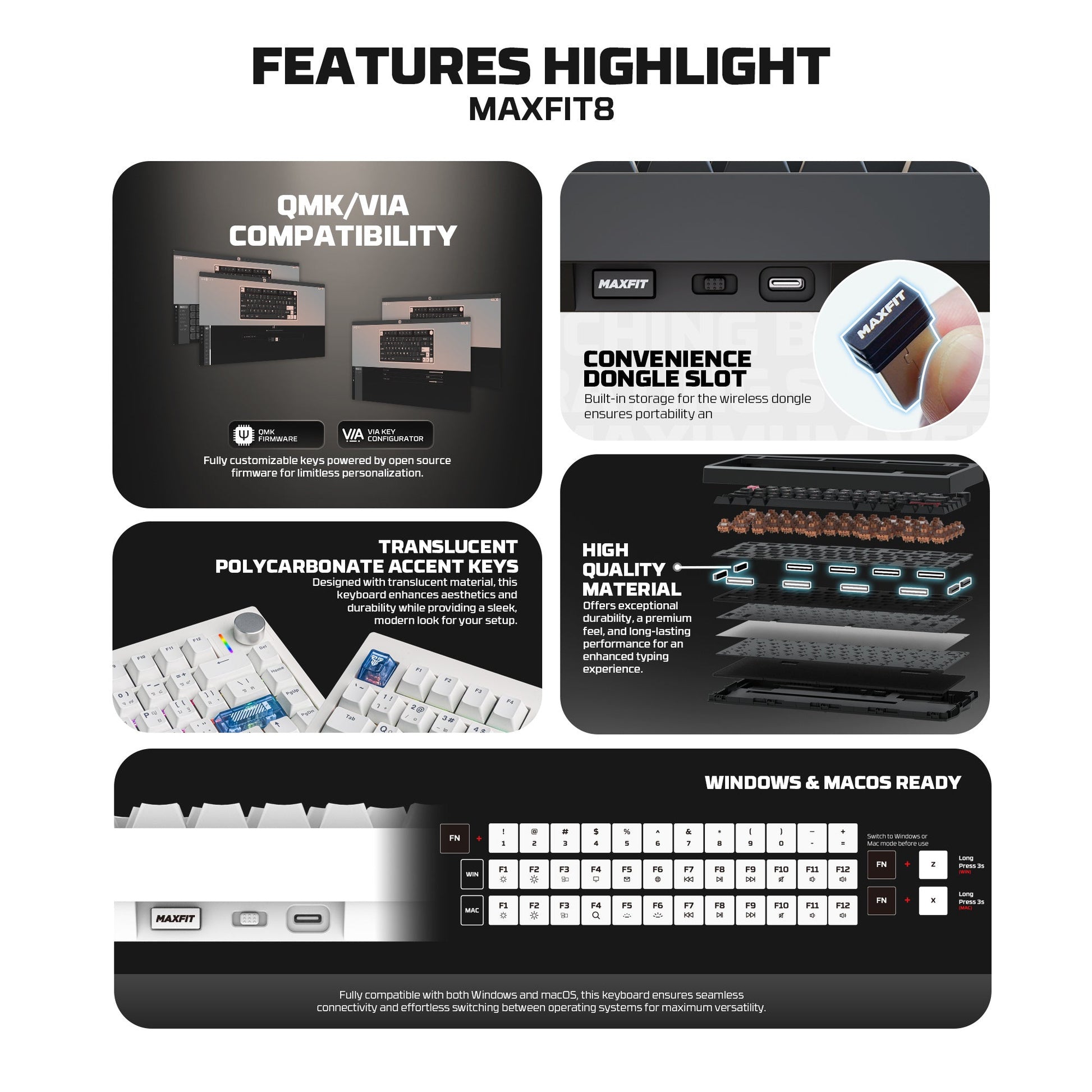 Fantech Mk921 Maxfit8 Qmk Mechanical Keyboard - Keyboard