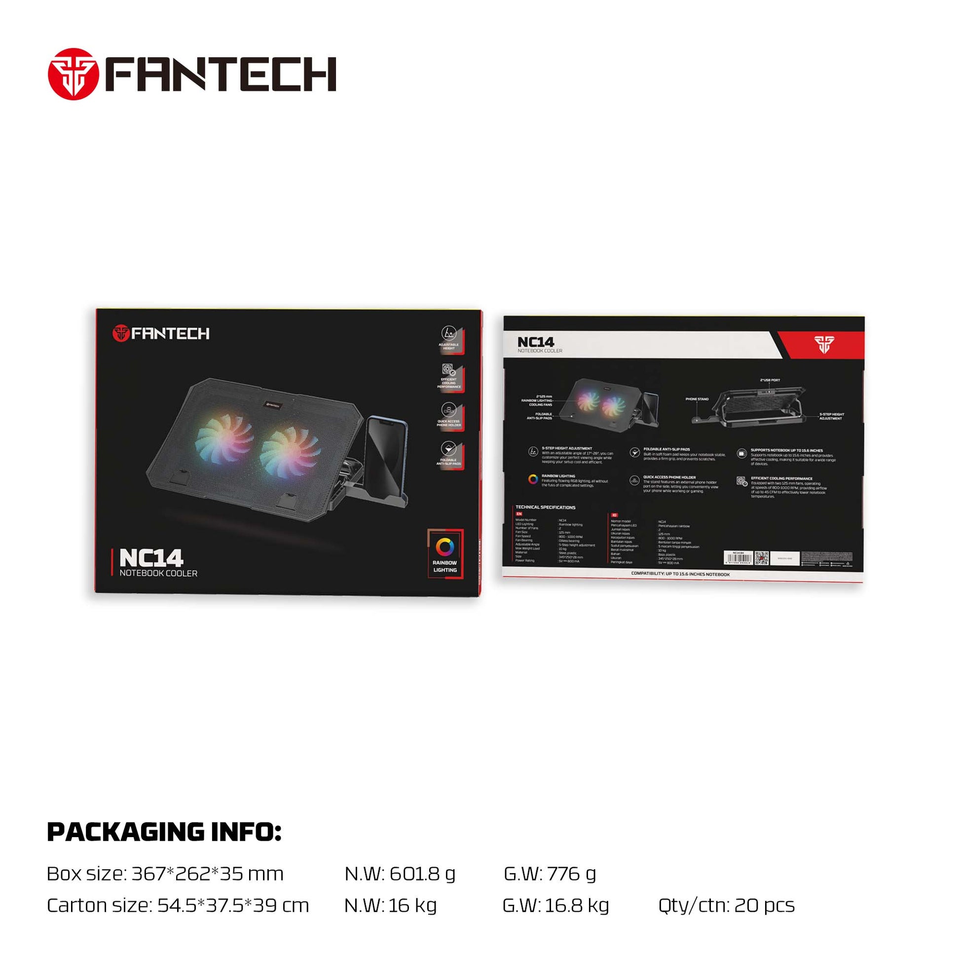 FANTECH NC14 NOTEBOOK COOLER LAPTOP COOLING PAD Cooling Stands