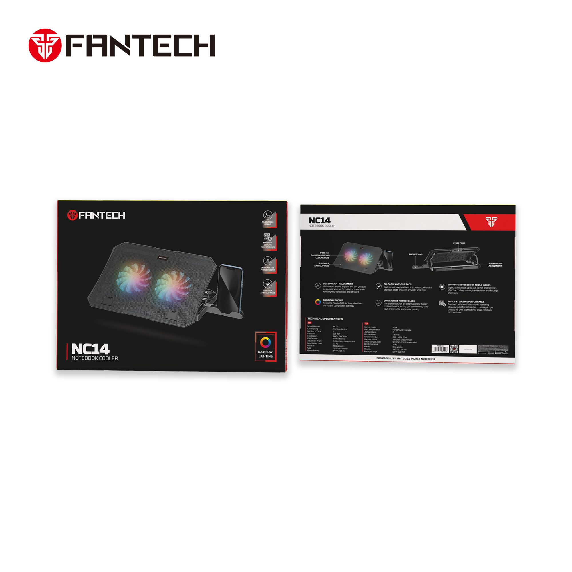 FANTECH NC14 NOTEBOOK COOLER LAPTOP COOLING PAD Cooling Stands