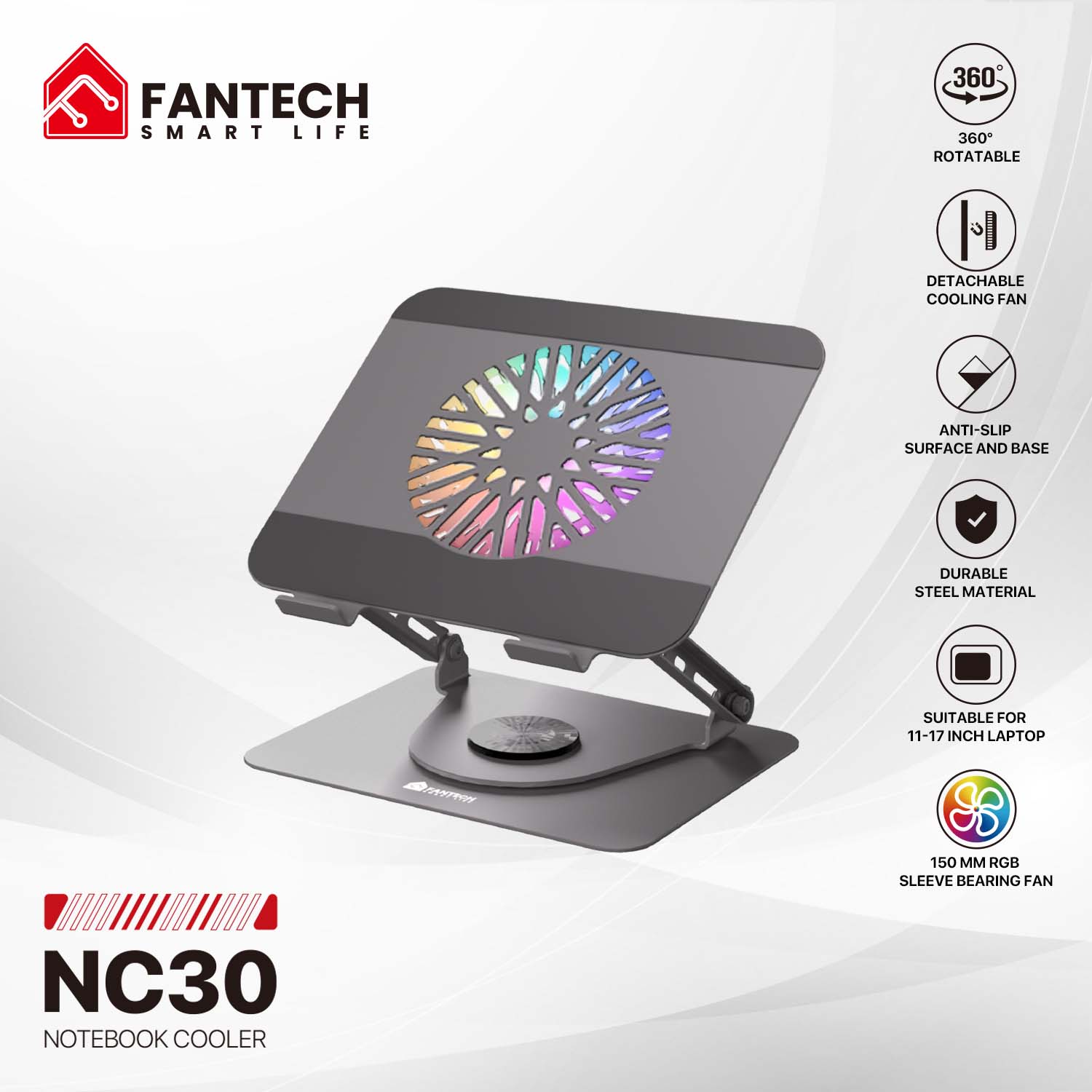Fantech NS30 Notebook Stand And Cooling Fan RGB Cooling Stands