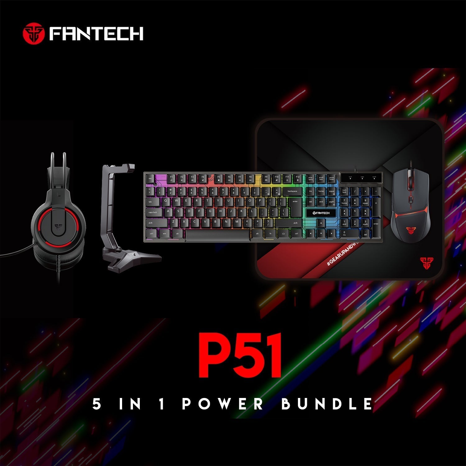 FANTECH P51 Power Bundle Gaming Keyboard and Mouse Bundle