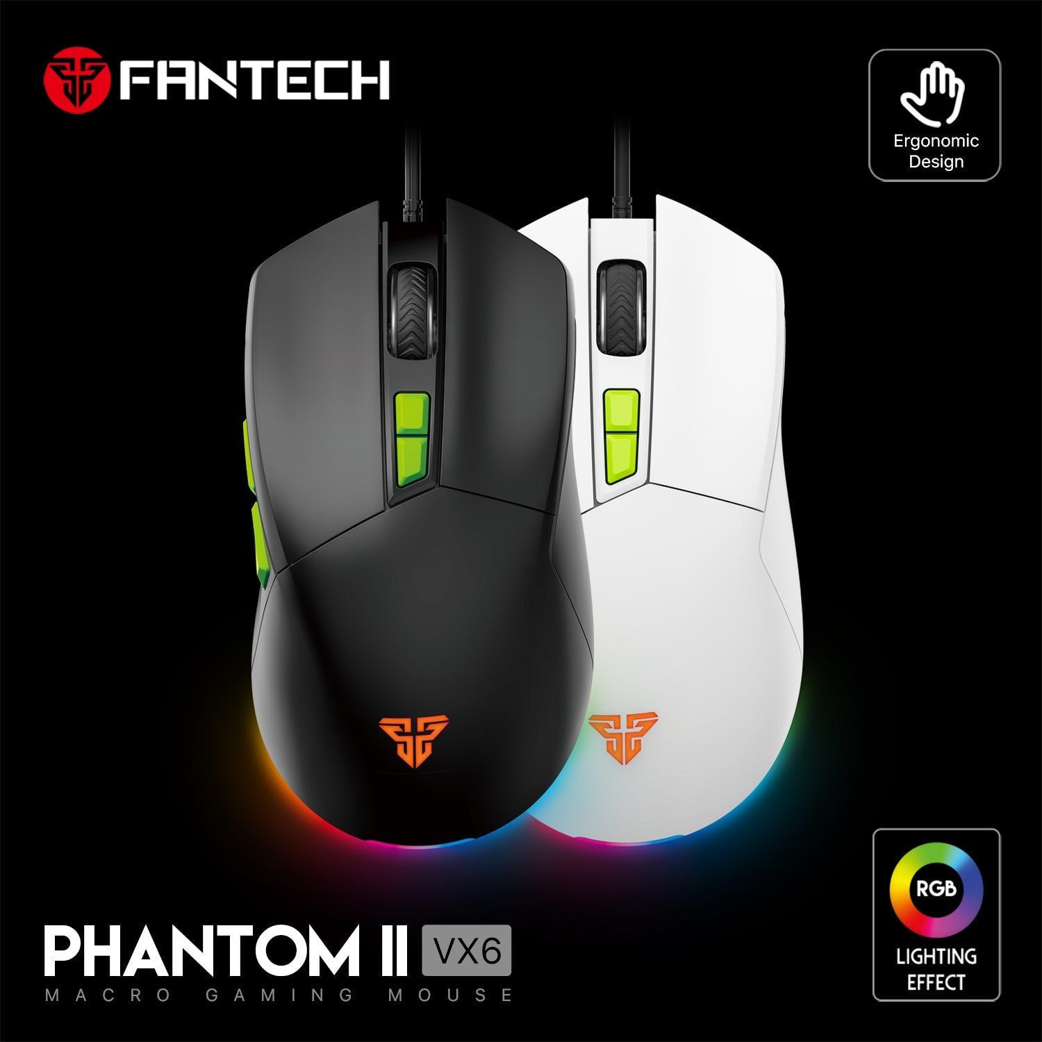 Fantech Phantom II VX6 Neon Macro Gaming Mouse Mouse