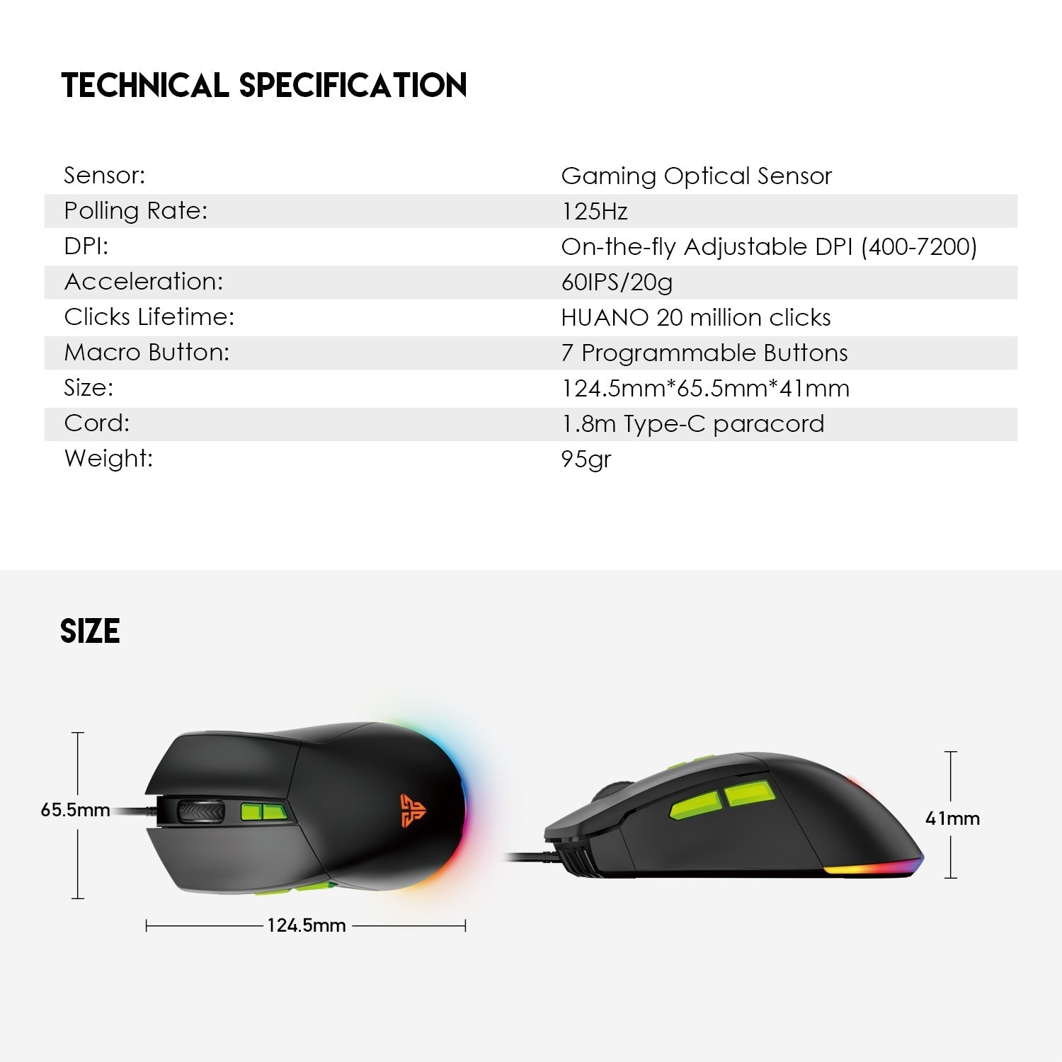 Fantech Phantom II VX6 Neon Macro Gaming Mouse Mouse