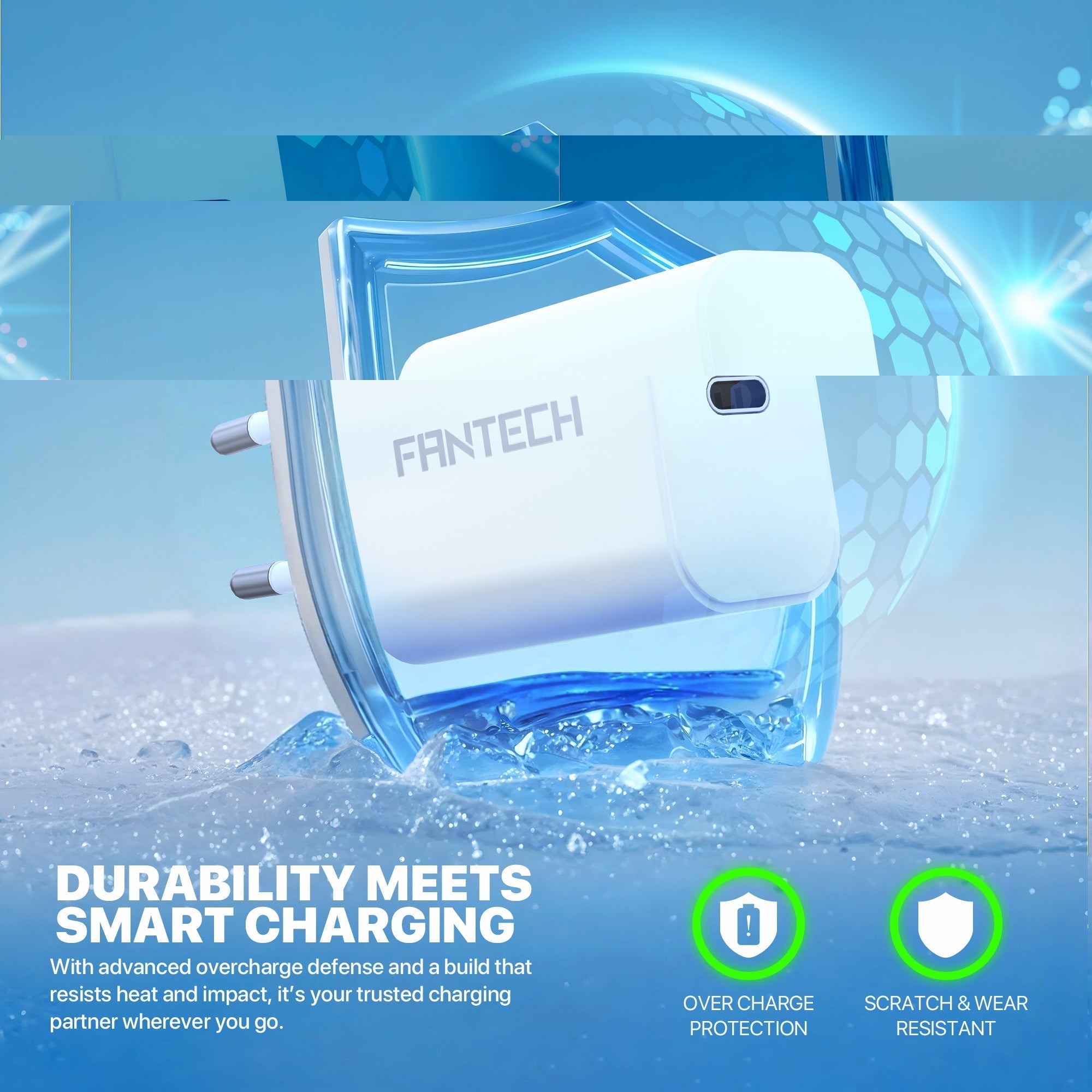 Fantech Pk202 20w Fast Charging Plug Usb c Braided Cable Power Delivery for Iphone Home Car Travel use Phone Charger