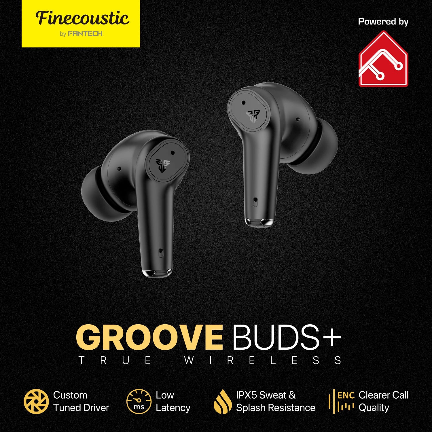 Fantech TWS Bluetooth Wireless GROOVE BUDS+ TX2 Built in Microphone Audio