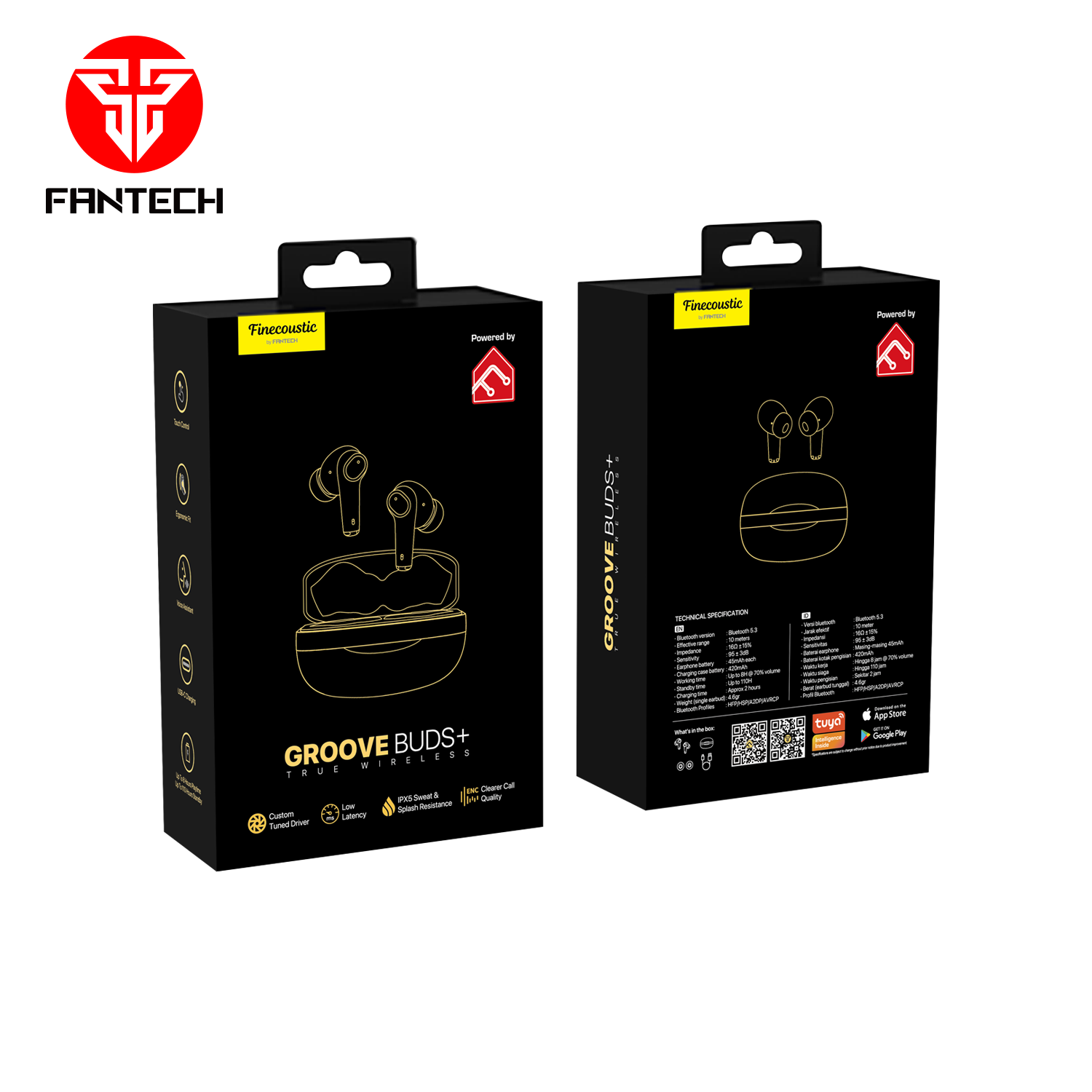 Fantech TWS Bluetooth Wireless GROOVE BUDS+ TX2 Built in Microphone Audio