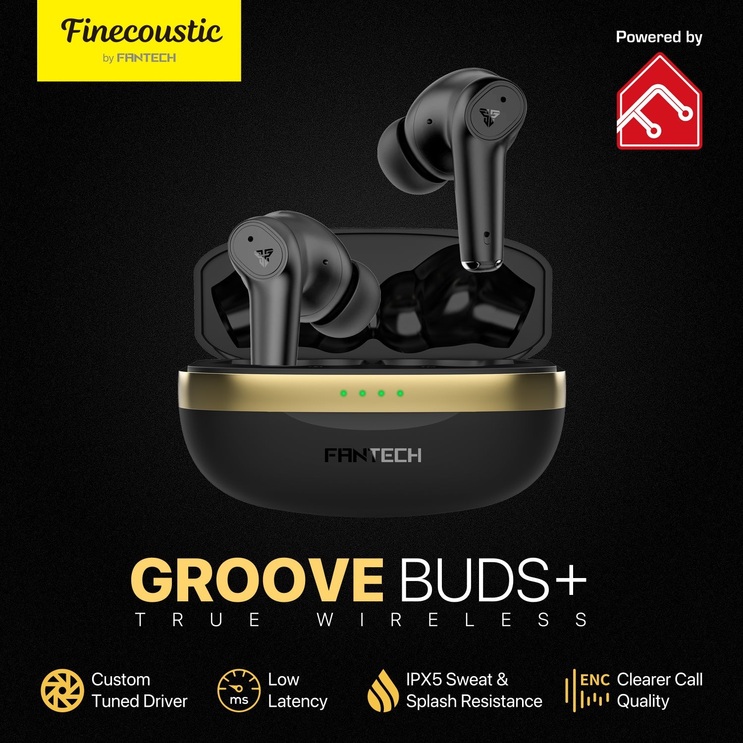 Fantech TWS Bluetooth Wireless GROOVE BUDS+ TX2 Built in Microphone Audio