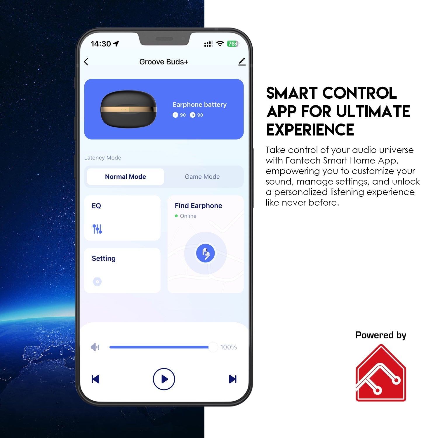 Fantech TWS Bluetooth Wireless GROOVE BUDS+ TX2 Built in Microphone Audio
