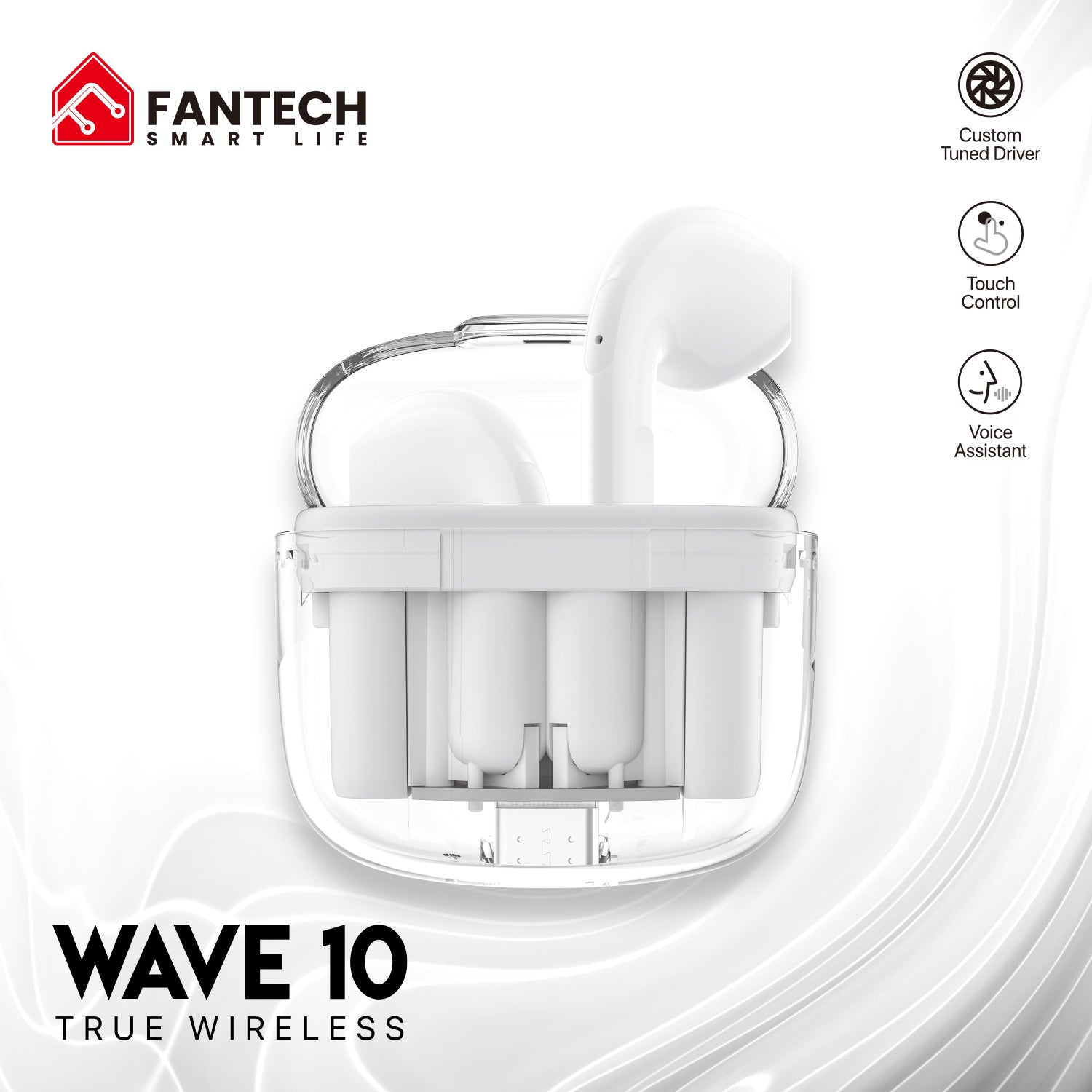 Fantech TWS Bluetooth Wireless Wave 10 TW10 Built in Microphone Audio