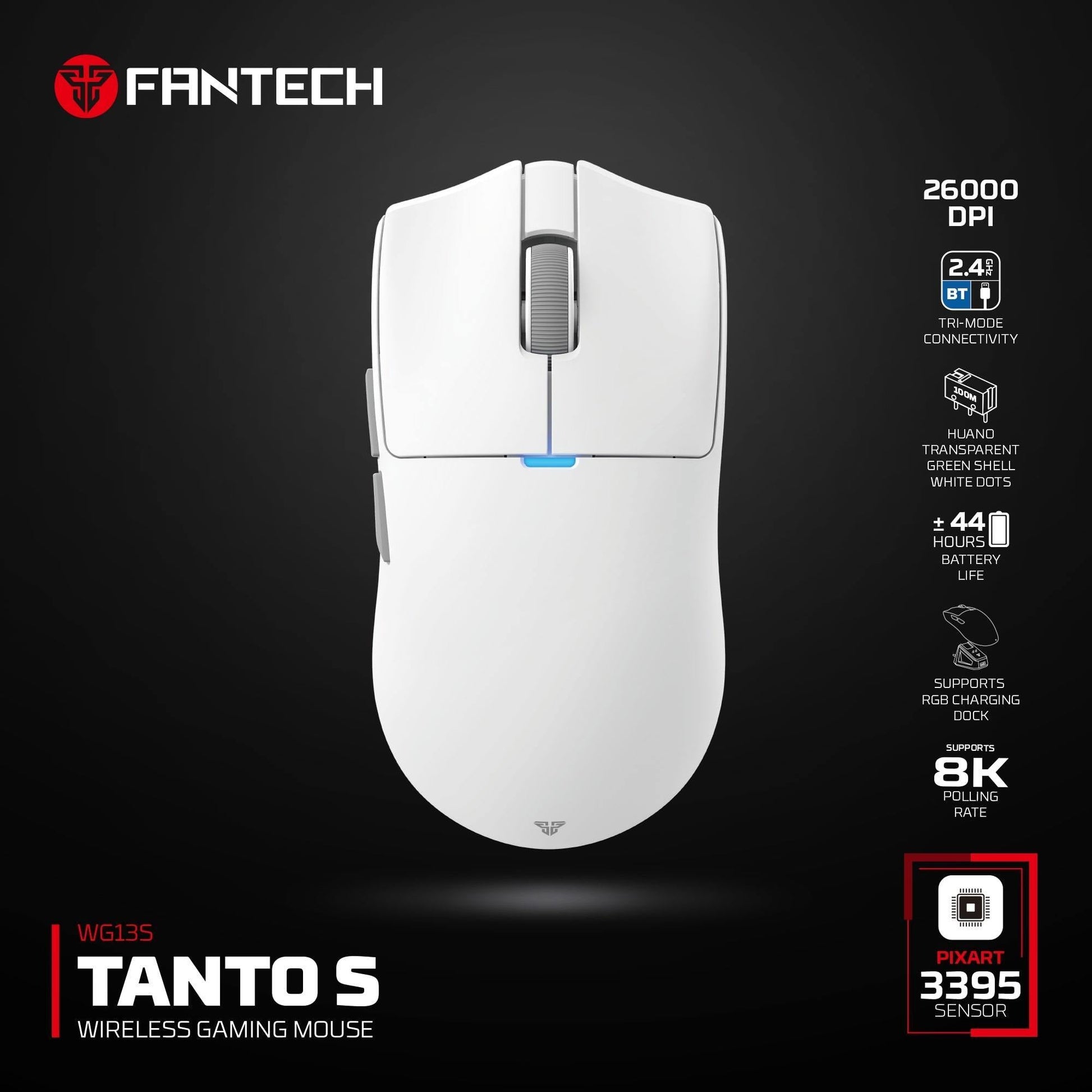 Fantech Wg13s Tanto s Wireless Gaming Mouse 8k - Mousepad