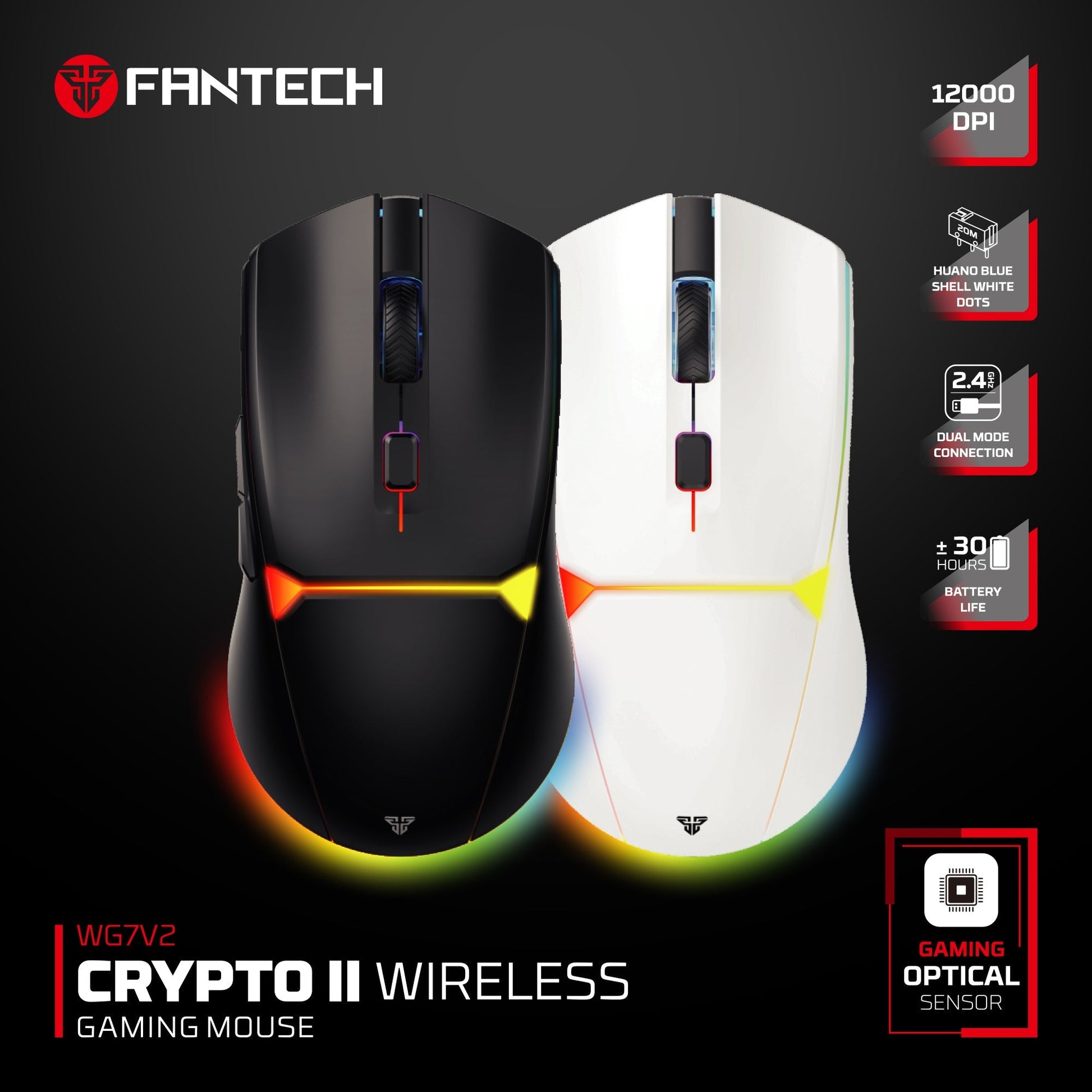 FANTECH WG7V2 CRYPTO II Wireless Gaming Mouse White Mouse