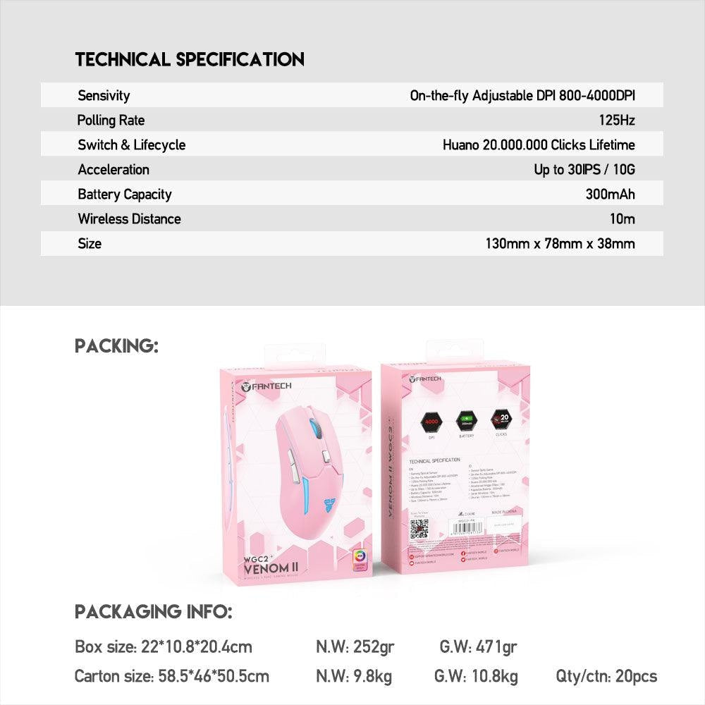 Fantech WGC2+ VENOM II Sakura Wireless Mouse Mouse