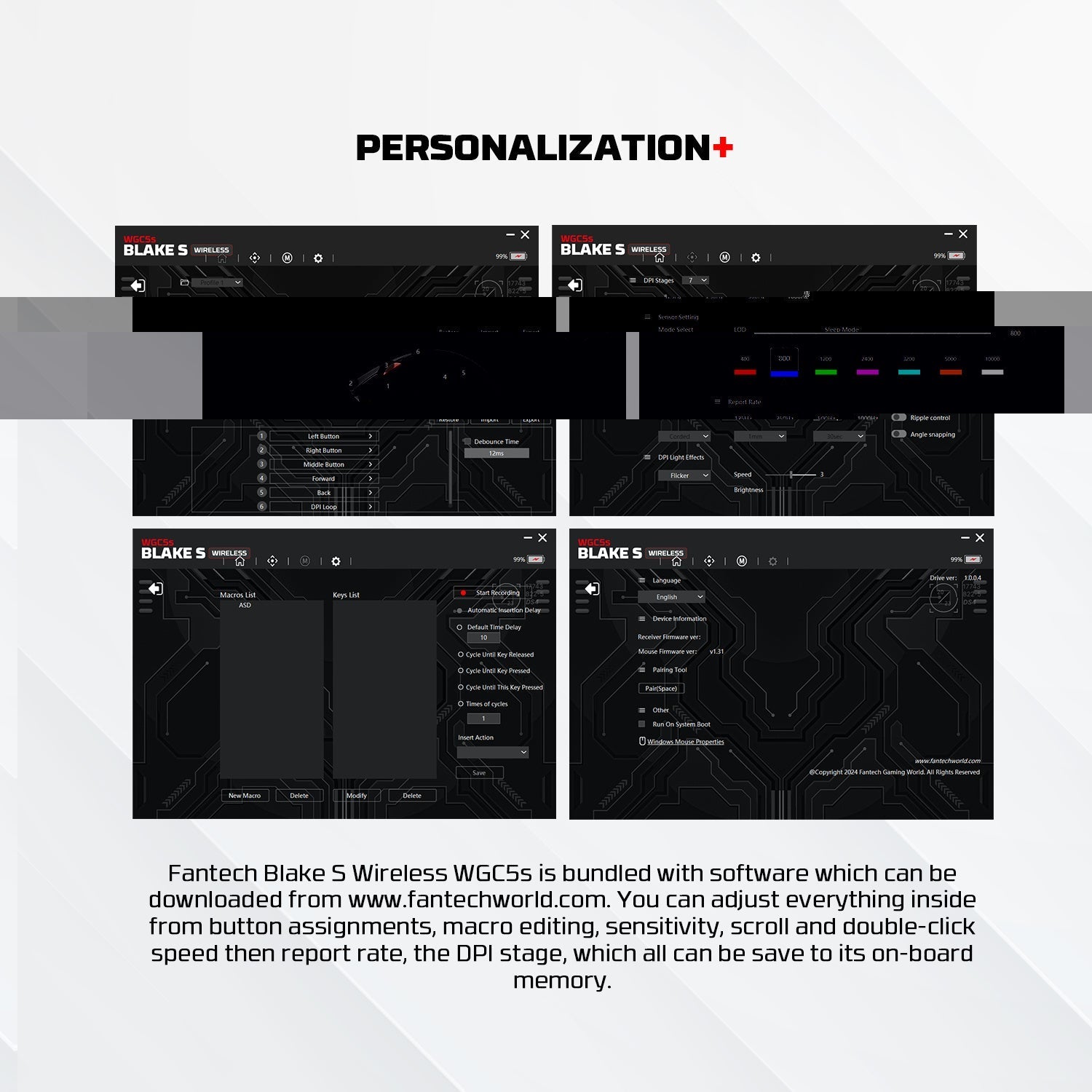 Fantech Wgc5s Blake s Dual Mode Wireless Gaming Mouse - Black - Mouse