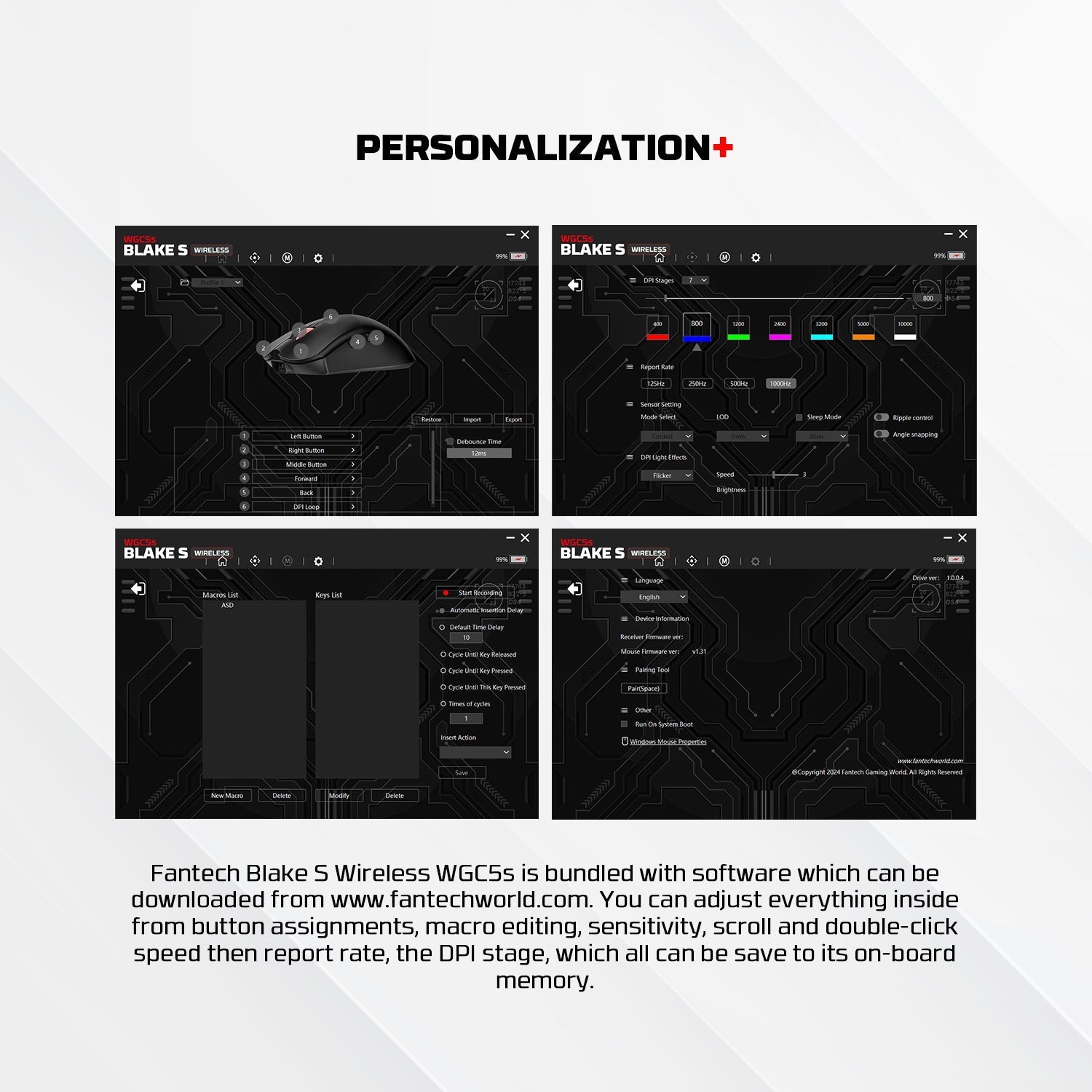 Fantech Wgc5s Blake s Dual Mode Wireless Gaming Mouse - Black - Mouse