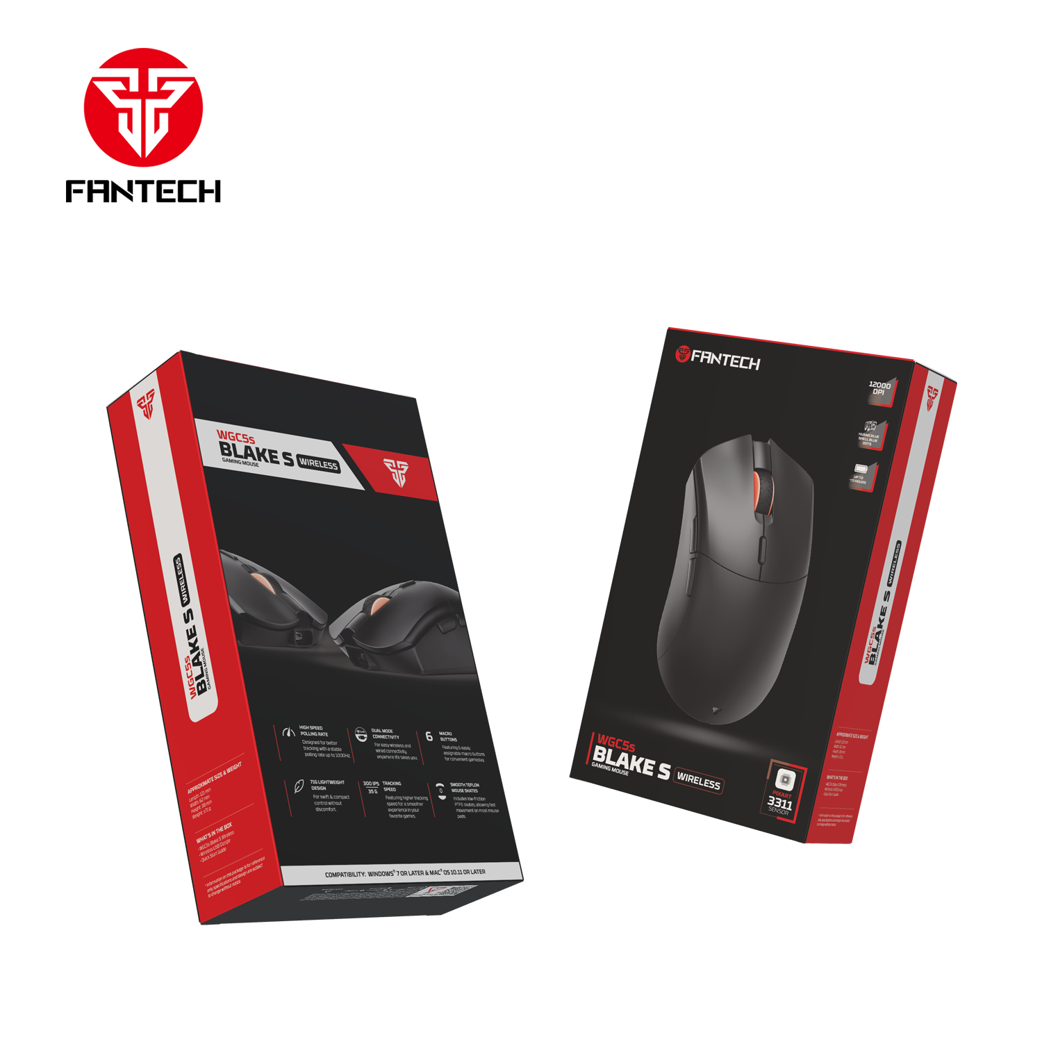 Fantech Wgc5s Blake s Dual Mode Wireless Gaming Mouse - Black - Mouse