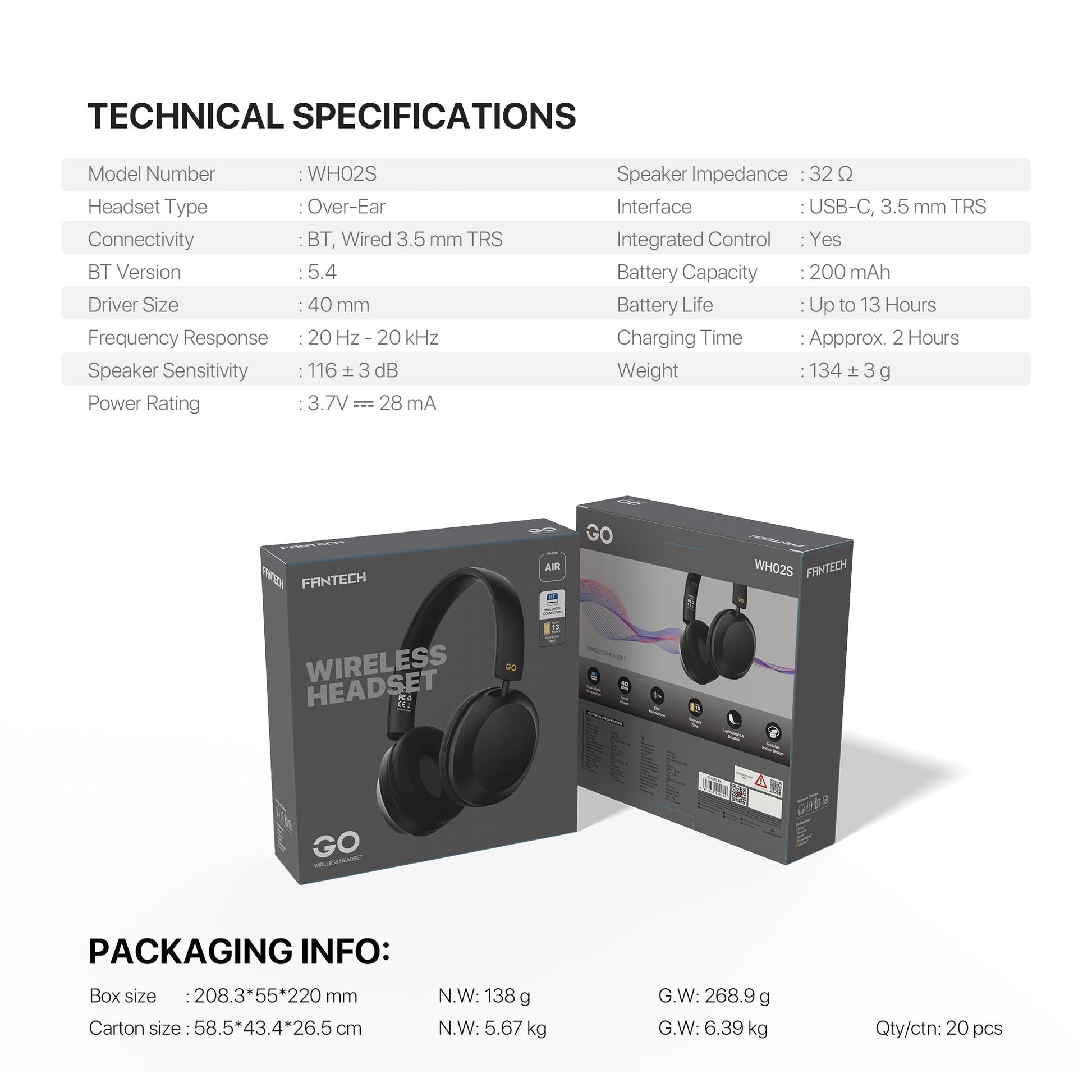 FANTECH WH02S GO AIR WIRELESS HEADSET Wireless Headset