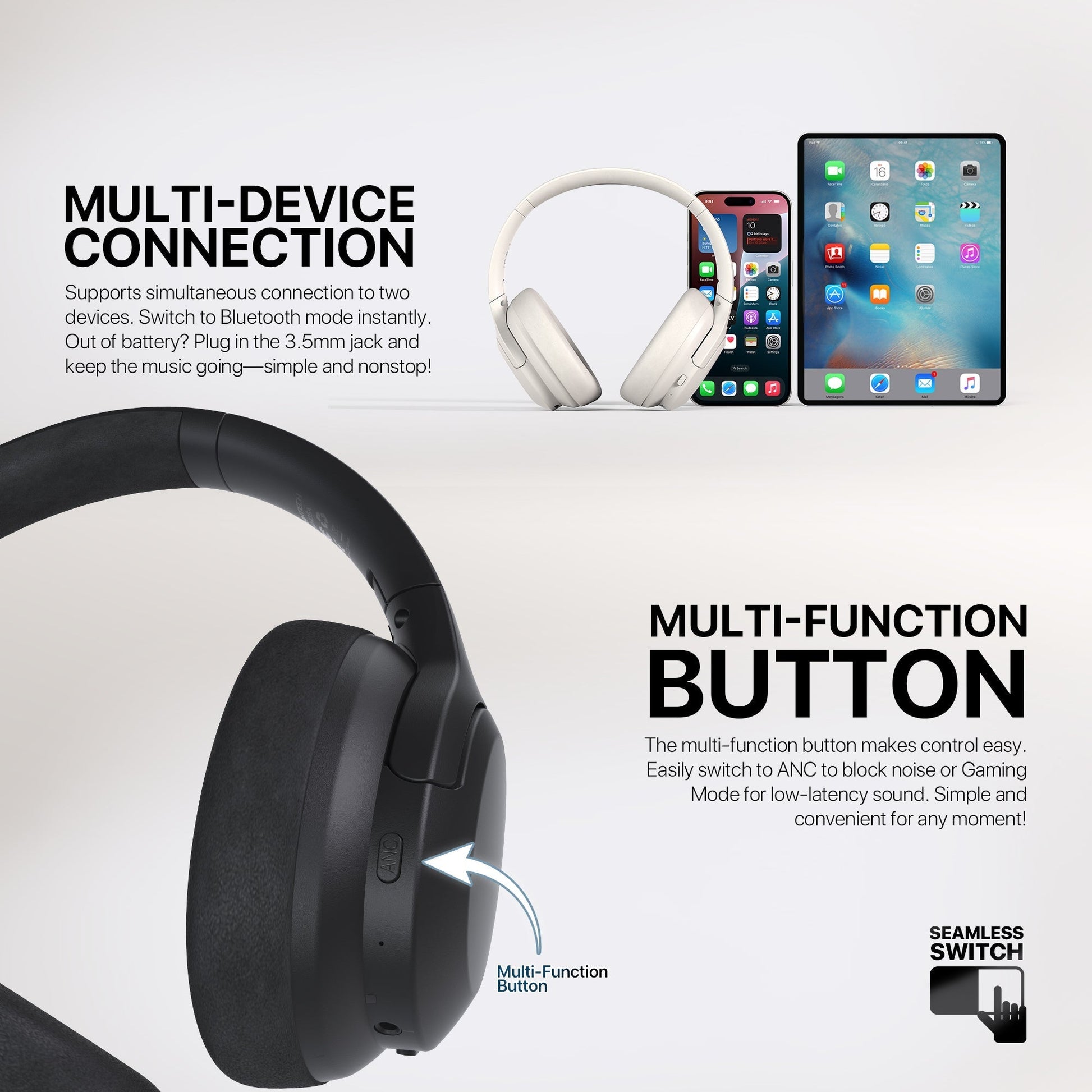 FANTECH WH05A GO VIBE ANC WIRELESS HEADSET BAIGE Wireless Headset