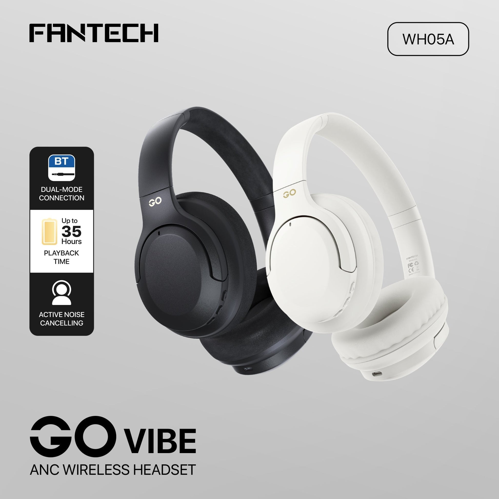 FANTECH WH05A GO VIBE ANC WIRELESS HEADSET BLACK Wireless Headset