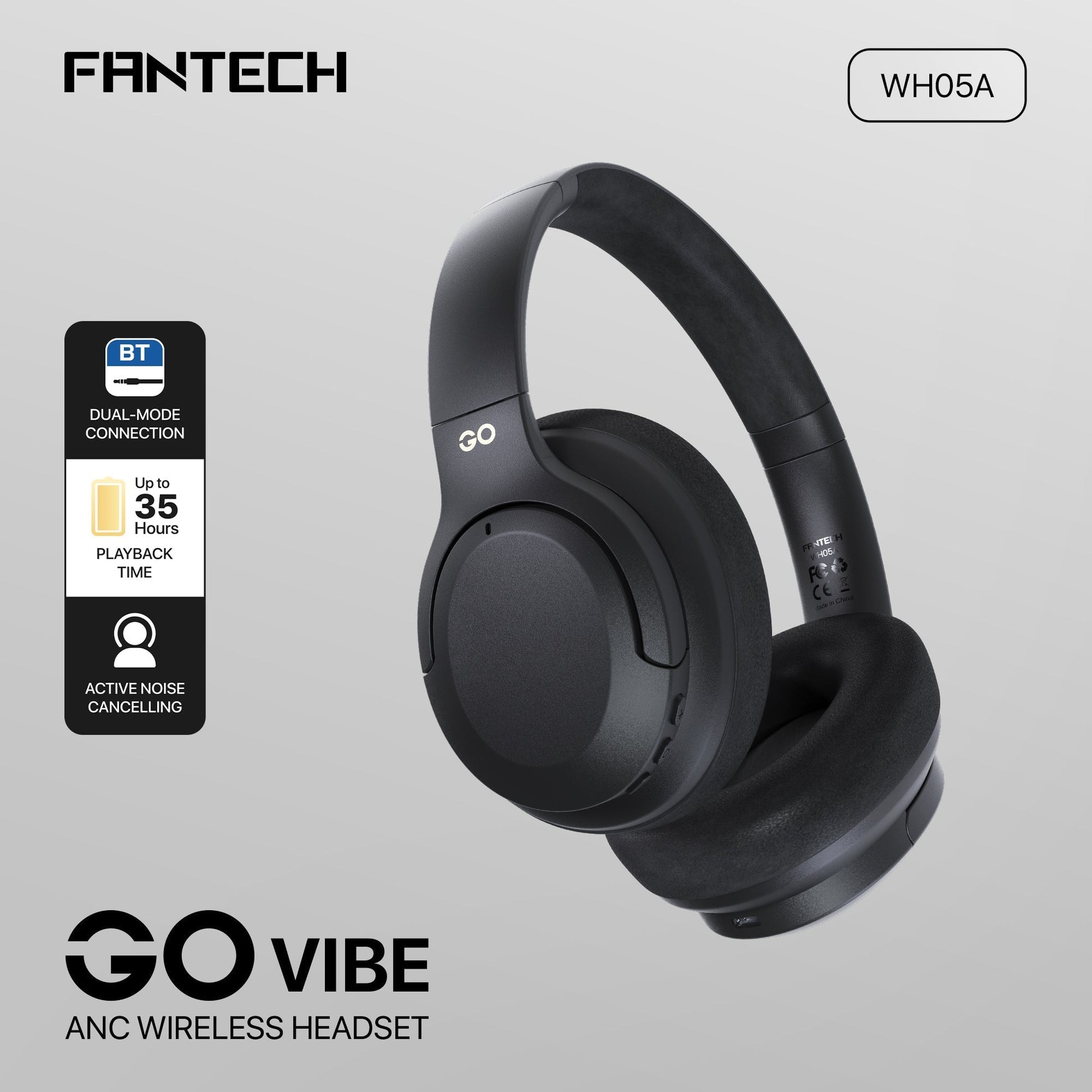 FANTECH WH05A GO VIBE ANC WIRELESS HEADSET BLACK Wireless Headset
