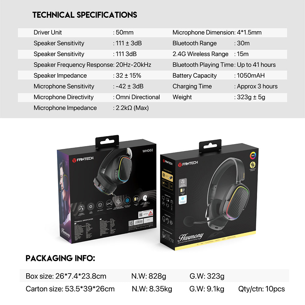 Fantech WHG02 Wireless Headset Harmony New Arrivals