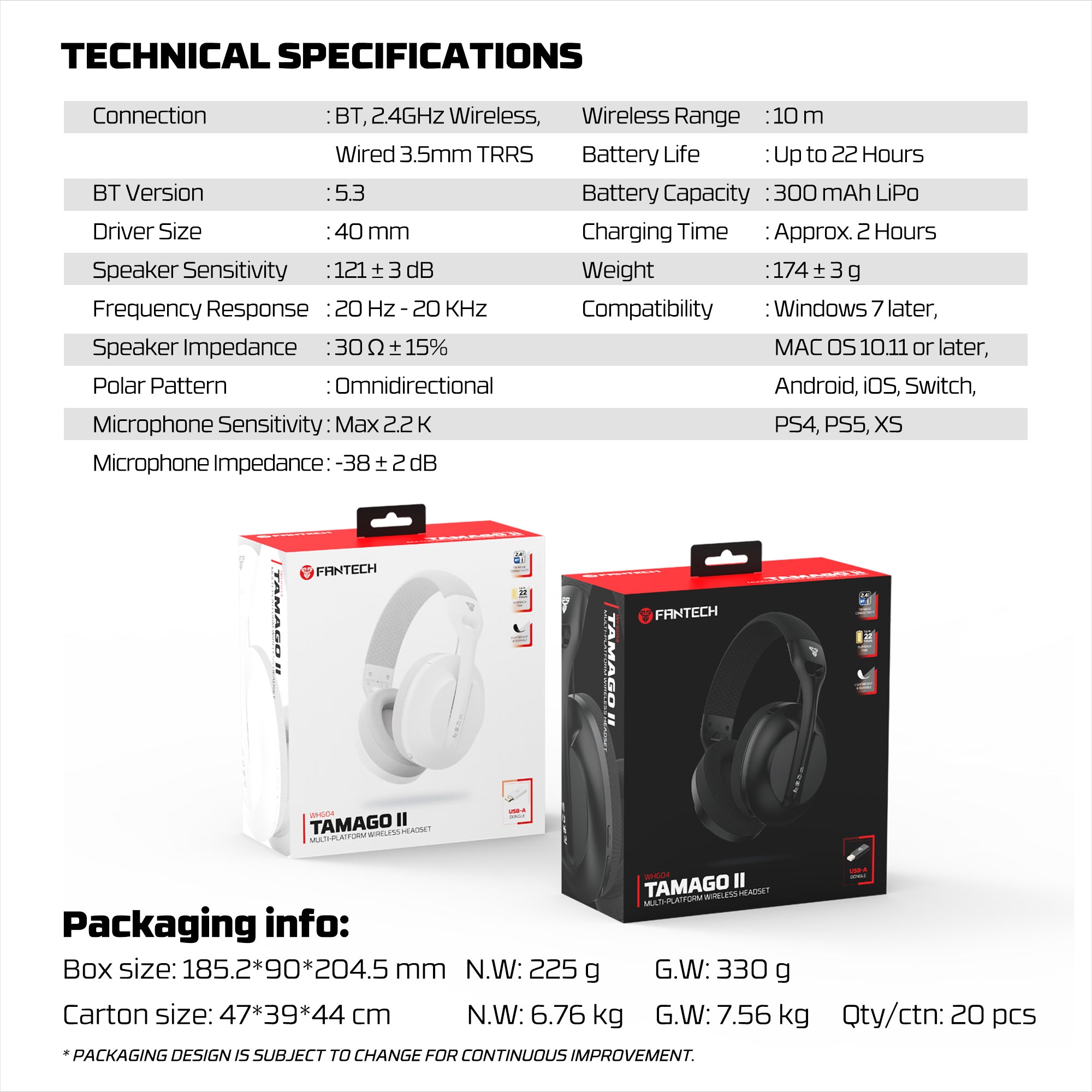 FANTECH WHG04 TAMAGO II Multi Platform Wireless Gaming Headset White Wireless