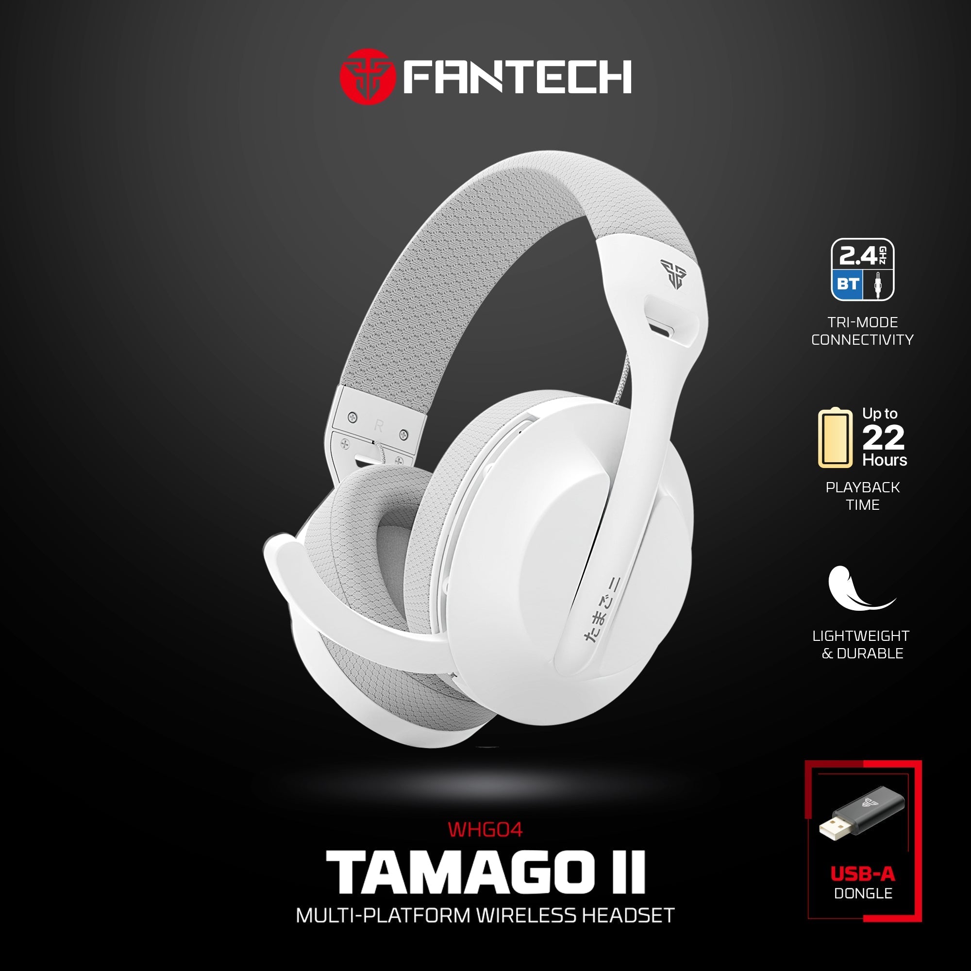FANTECH WHG04 TAMAGO II Multi Platform Wireless Gaming Headset White Wireless