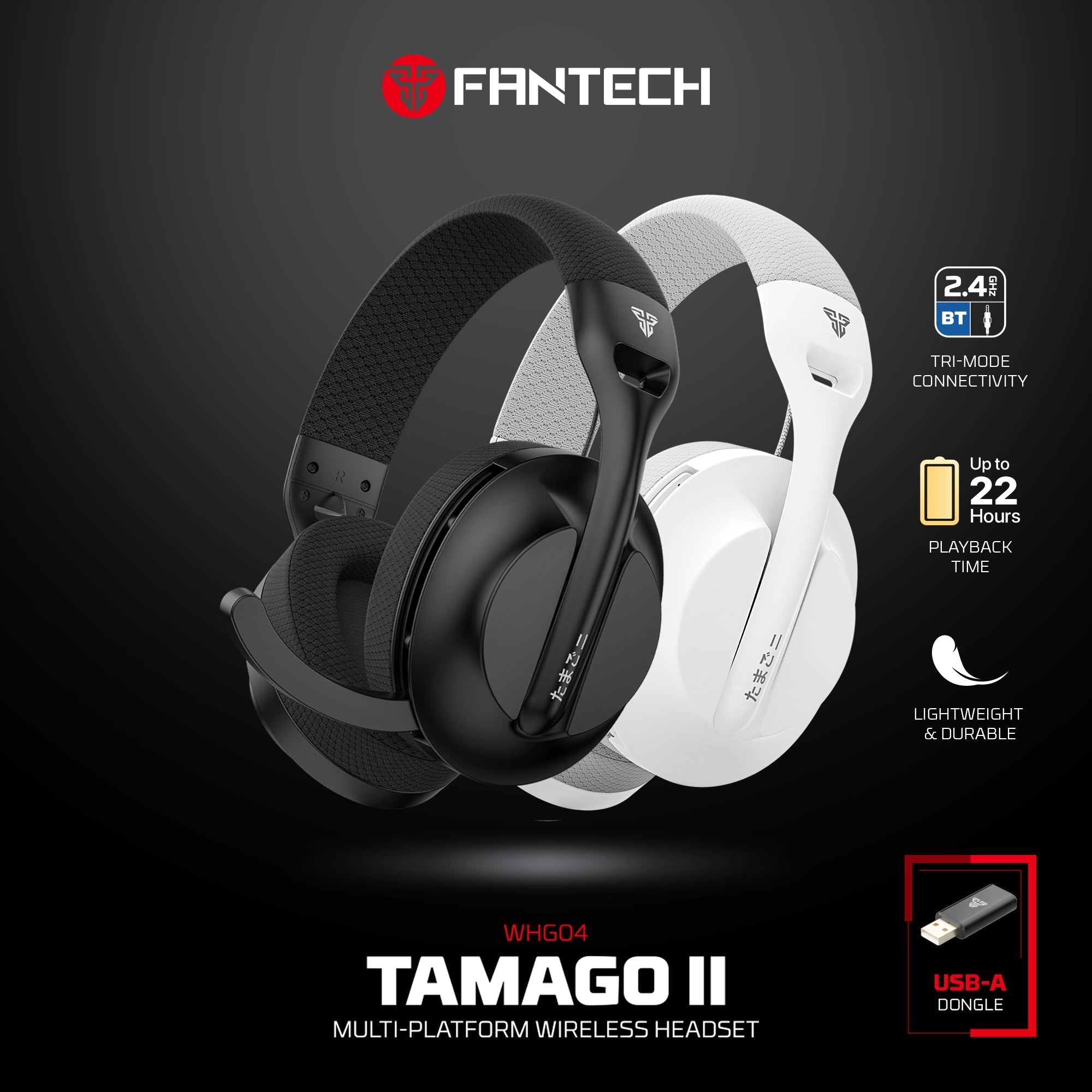 FANTECH WHG04 TAMAGO II Multi Platform Wireless Gaming Headset White Wireless
