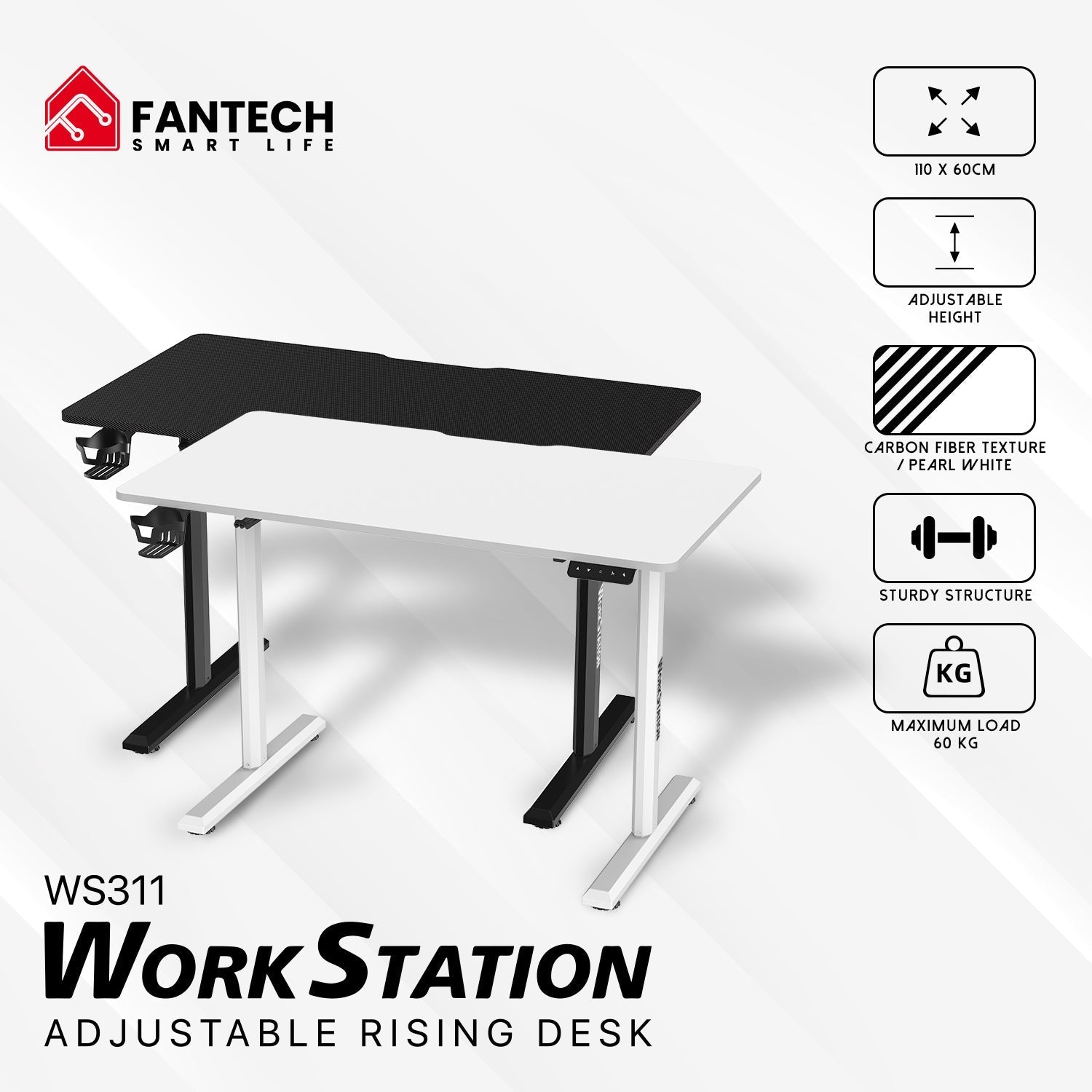 Fantech WS311 Work Station Adjustable Rising Desk Desk & Chair