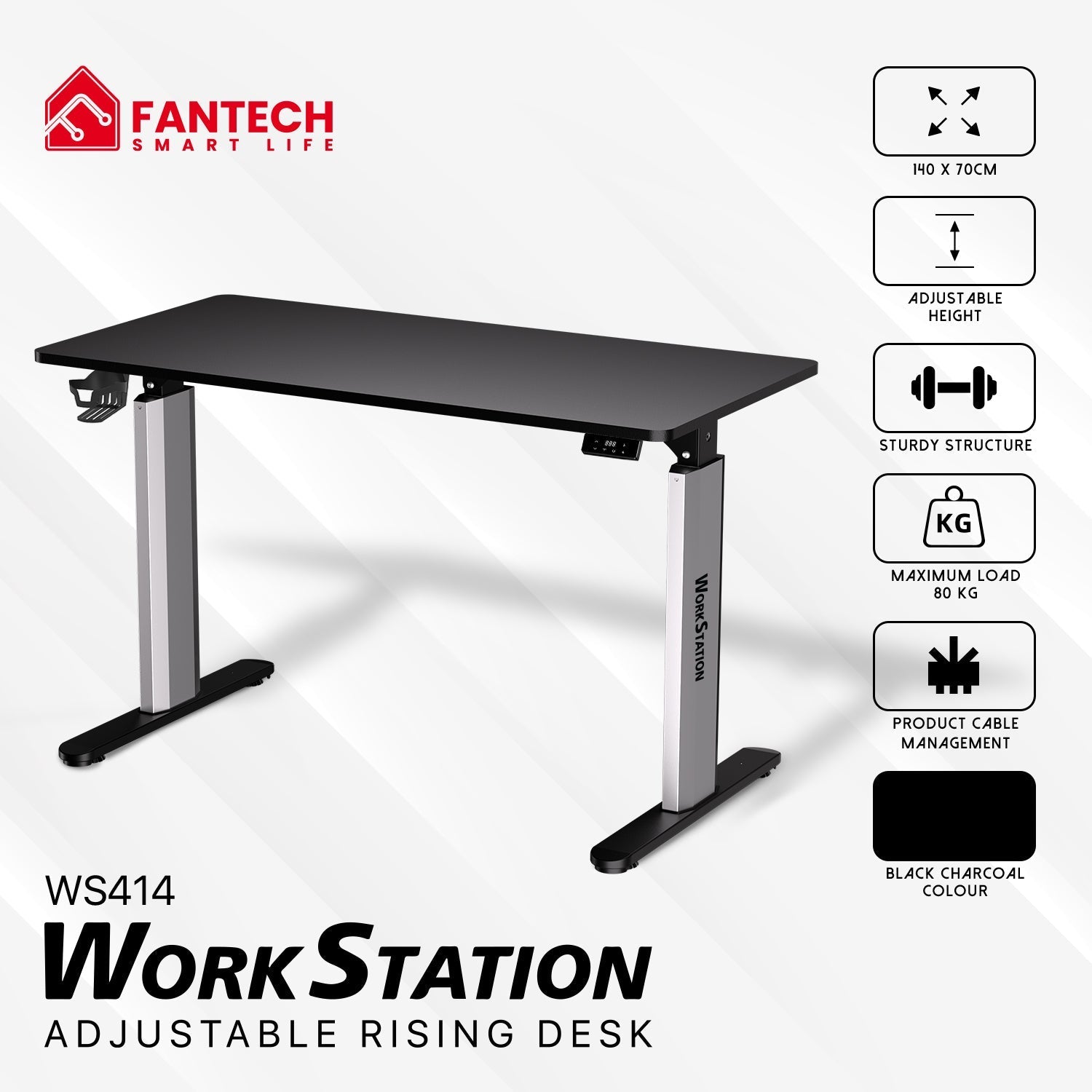 Fantech WS414 Work Station Asjustable Rising Desk Desk & Chair