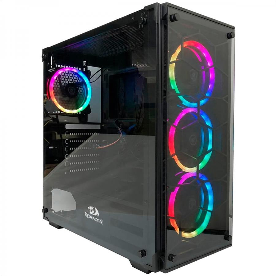 Gabinete Redragon Wheeljack RGB 3 Ventiladores Vidrio Templado GC 606BK 3RGB