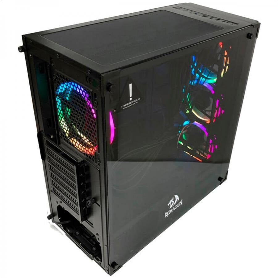 Gabinete Redragon Wheeljack RGB 3 Ventiladores Vidrio Templado GC 606BK 3RGB
