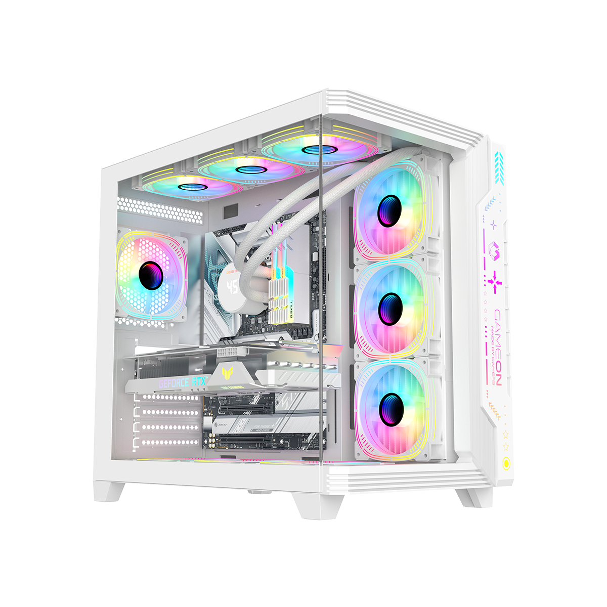 Gameon Pulse Artic Series Argb Mid Tower Gaming Case - White