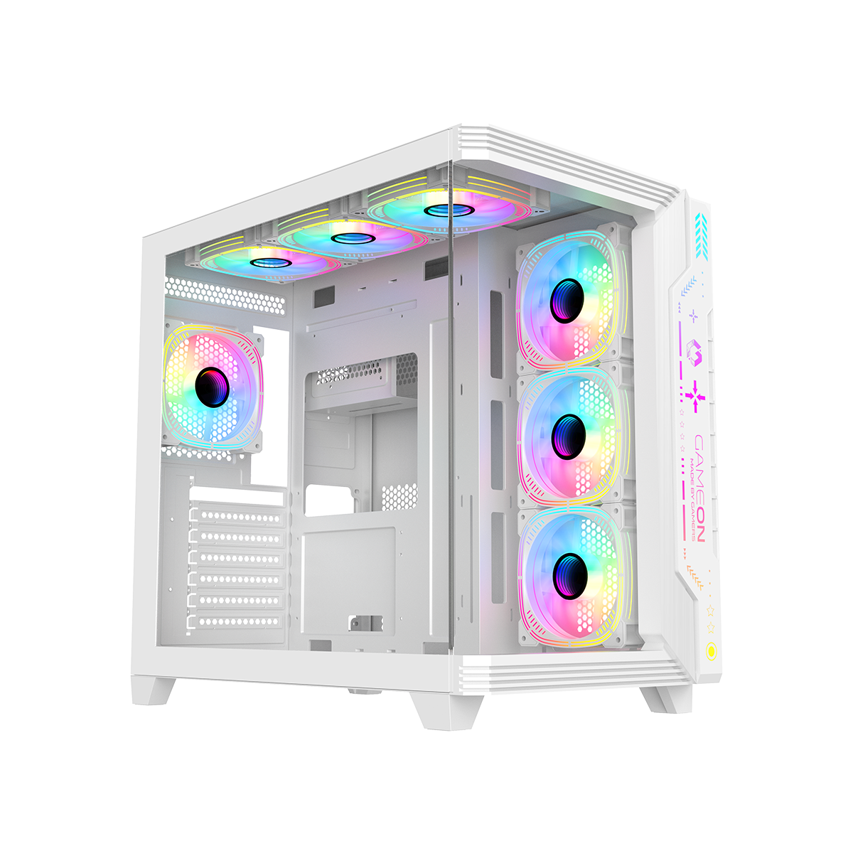 Gameon Pulse Artic Series Argb Mid Tower Gaming Case - White