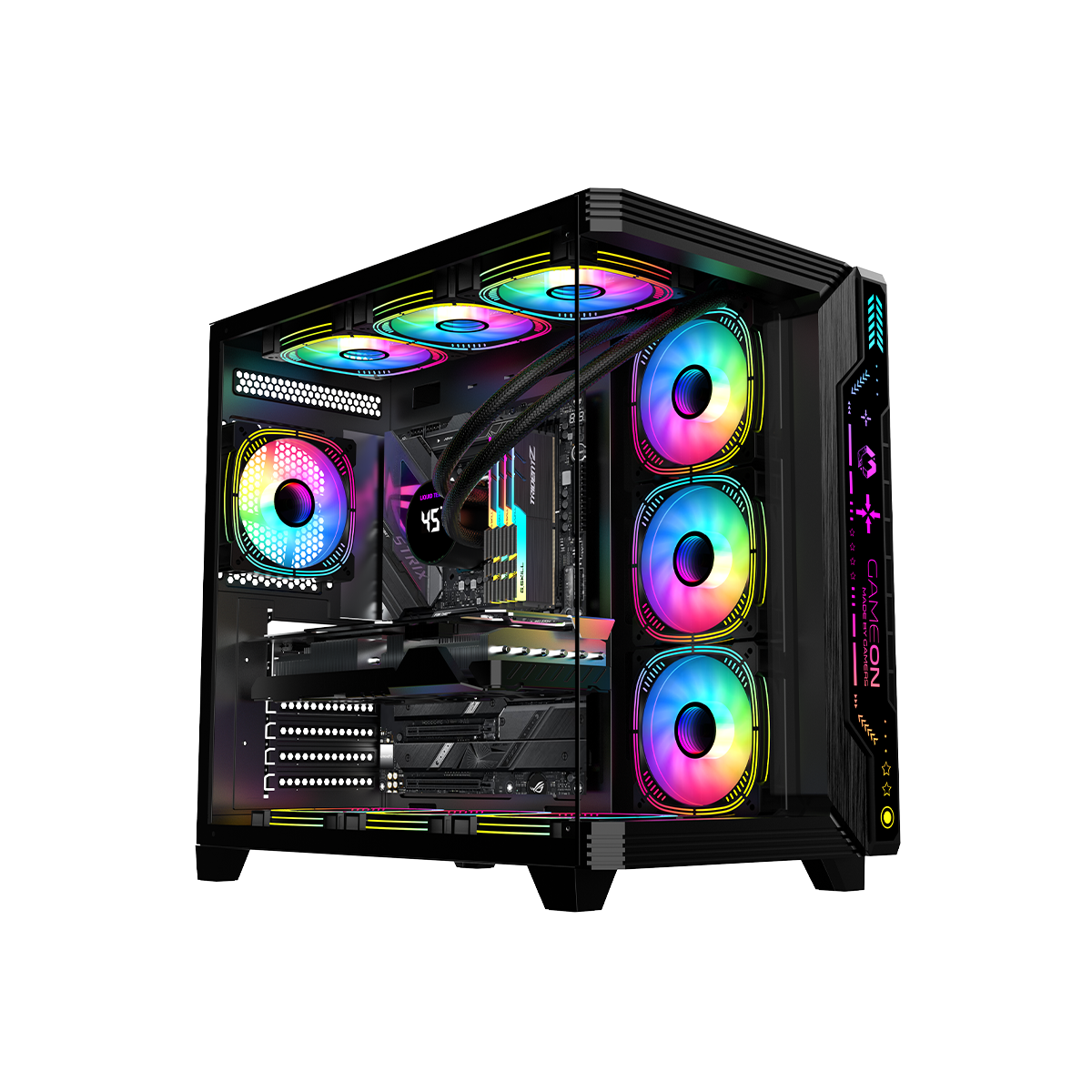 Gameon Pulse Midnight Series Argb Mid Tower Gaming Case - Black