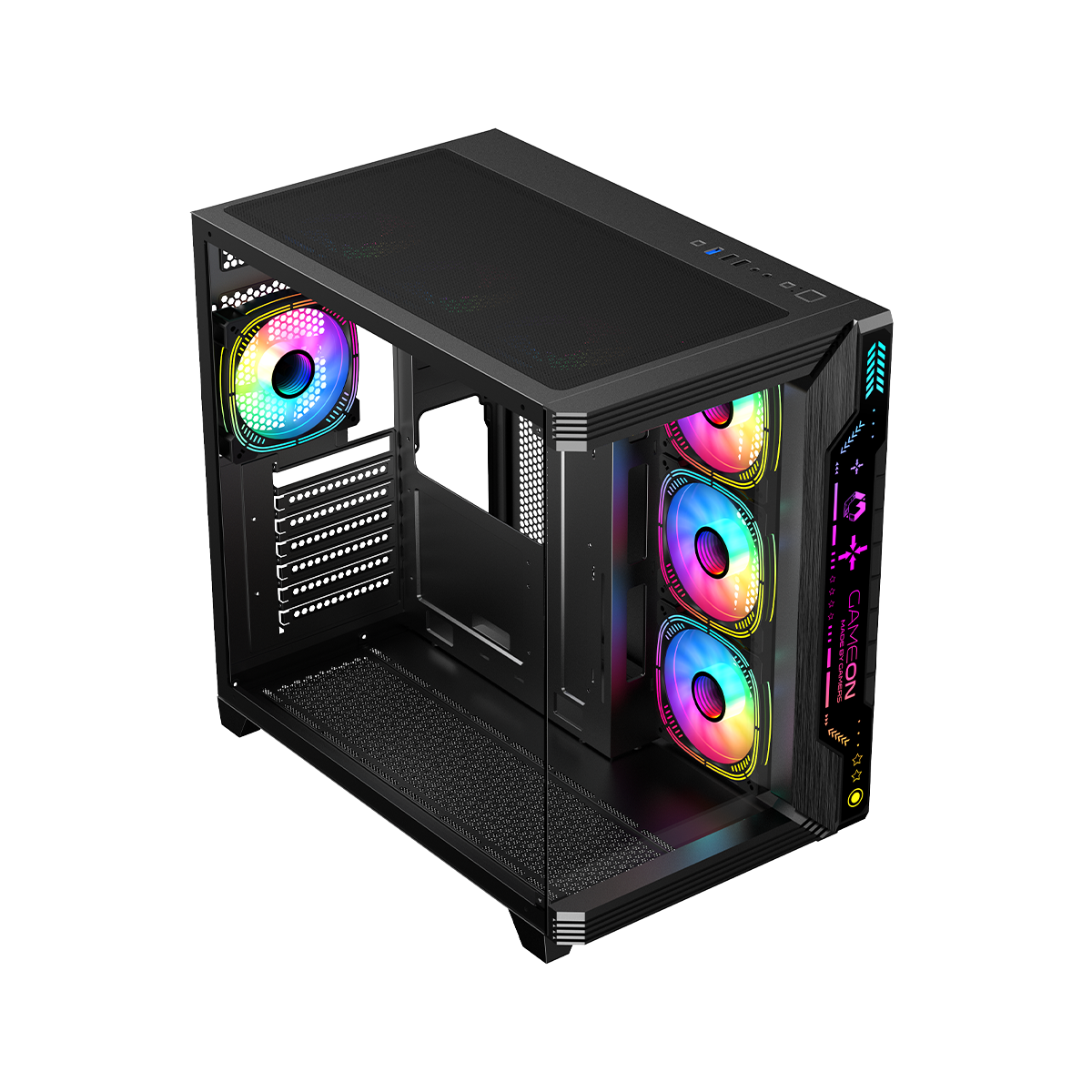 Gameon Pulse Midnight Series Argb Mid Tower Gaming Case - Black