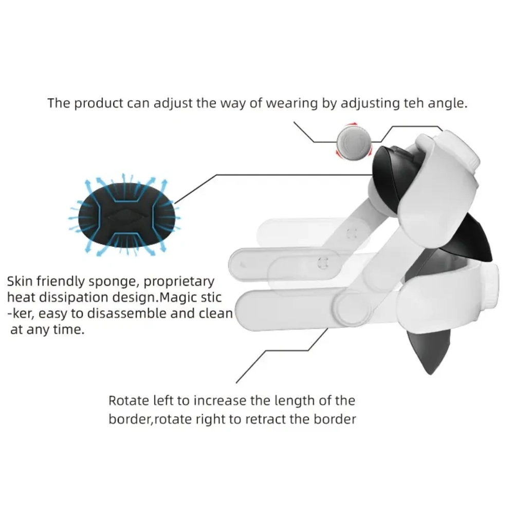 HBV 456 Adjustable Head Strap For Oculus Quest 3 VR Replaceable Headset Strap