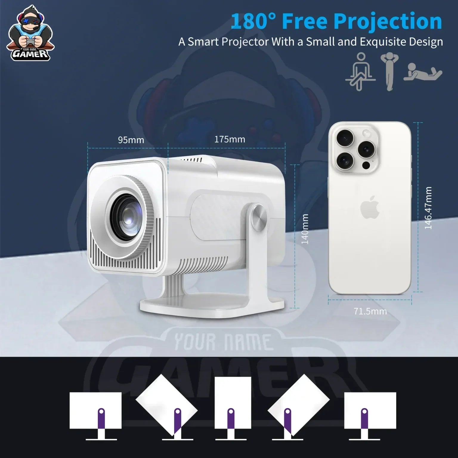 HCS350 MAX Android Gaming Projector with 02 Wireless Controllers & Voice Remote