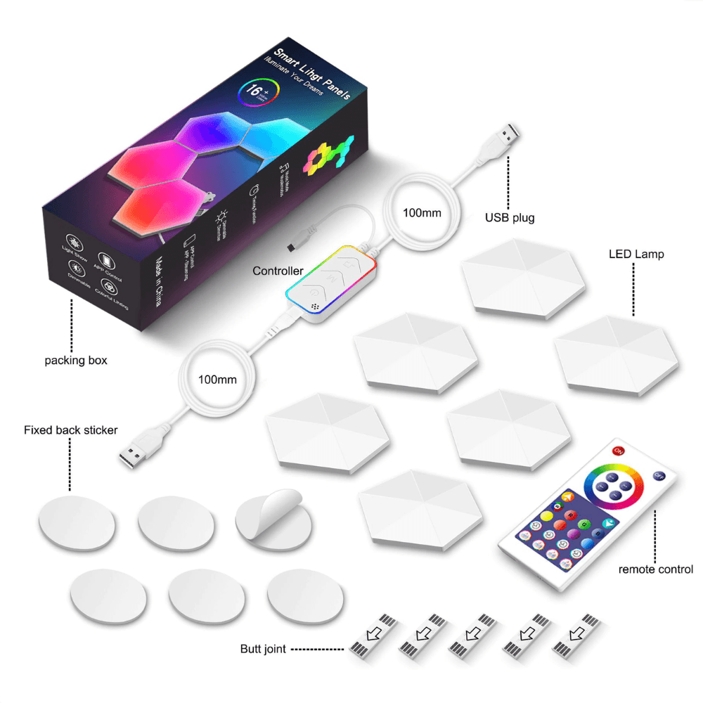 Hexagonal RGBIC light panel with APP + remote control WIFI Lightning