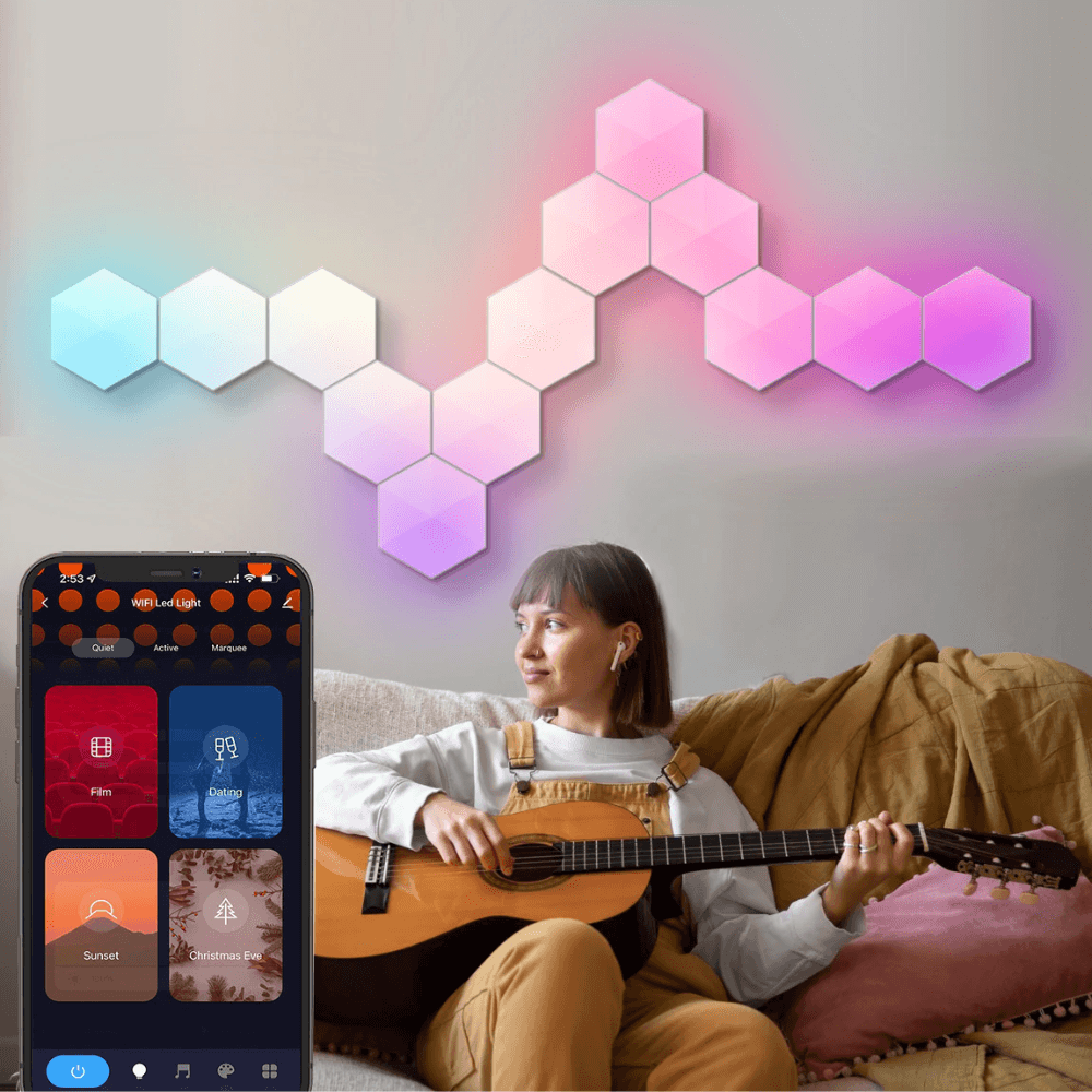 Hexagonal RGBIC light panel with APP + remote control WIFI Lightning