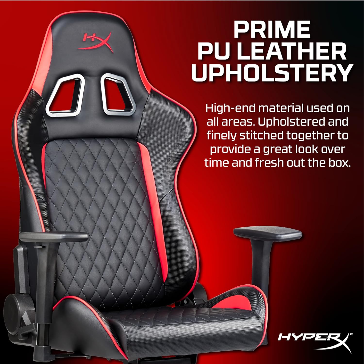 Nordic Game Supply Hyperx Blast Gaming Chair - Ergonomic Gaming Chair Leather Upholstery Video Chair - Red Black Pc