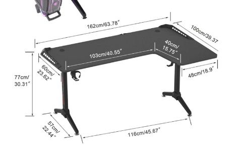 Hyperx L Shaped Gaming Desk Corner Computer Desk Sturdy Home Office Computer