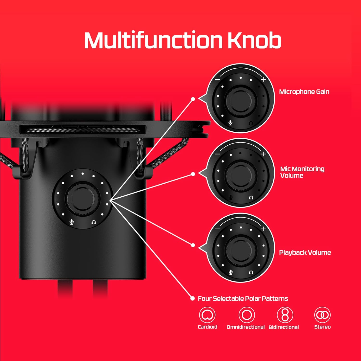 HyperX QuadCast 2 – USB Microphone for Gaming Streaming and Podcasting